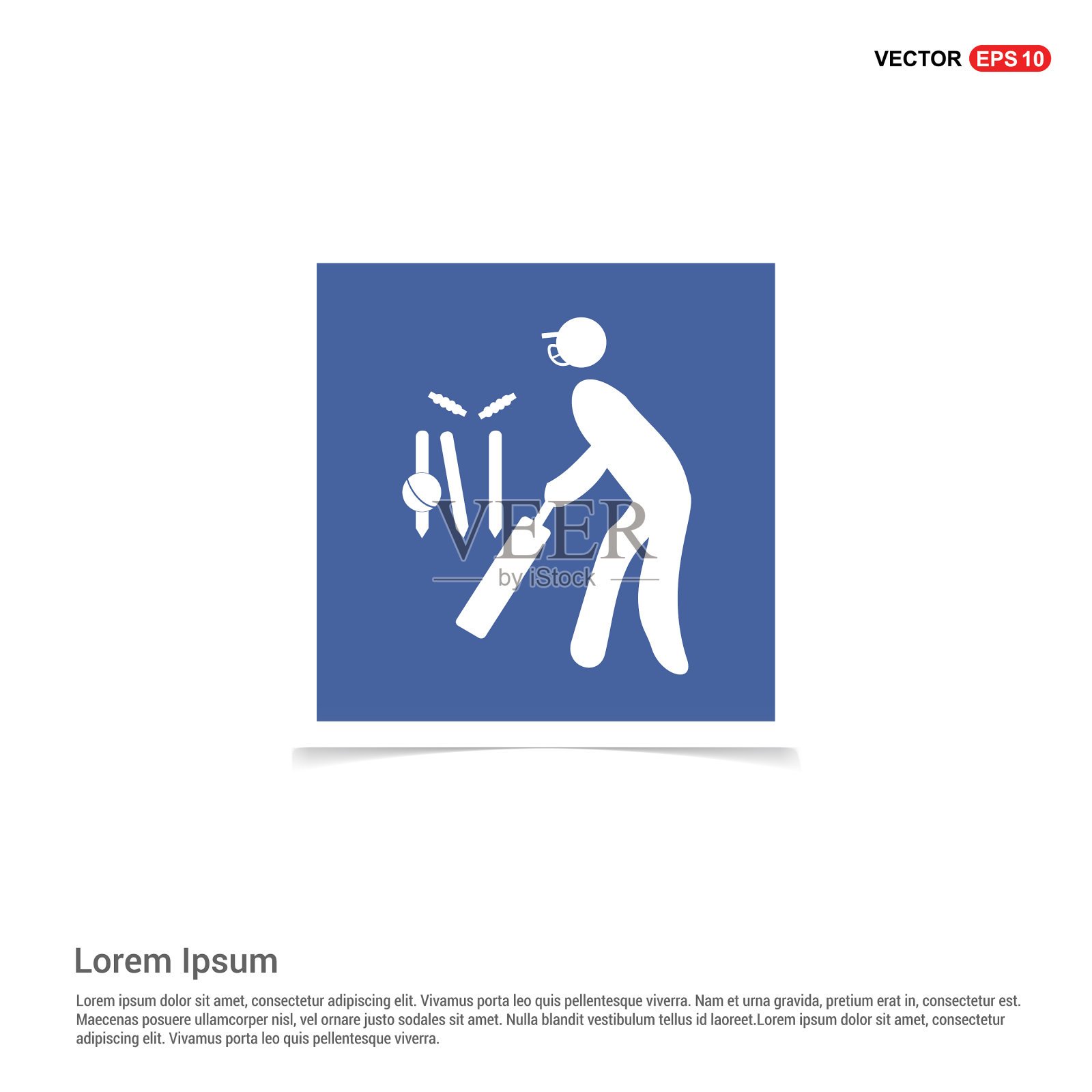 击球手图标-蓝色相框插画图片素材