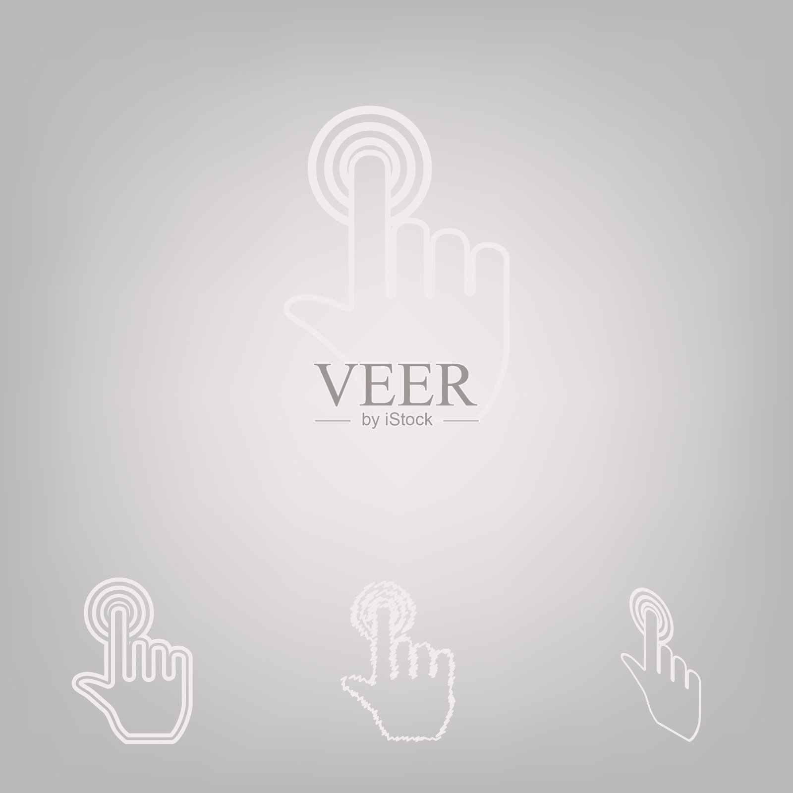 手按4个白色样式的按钮插画图片素材