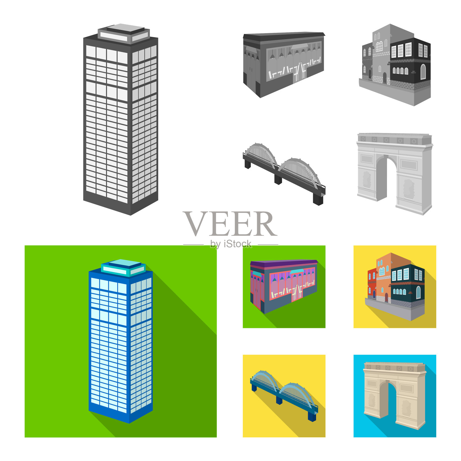 在巴黎凯旋门加固桥咖啡馆插画图片素材