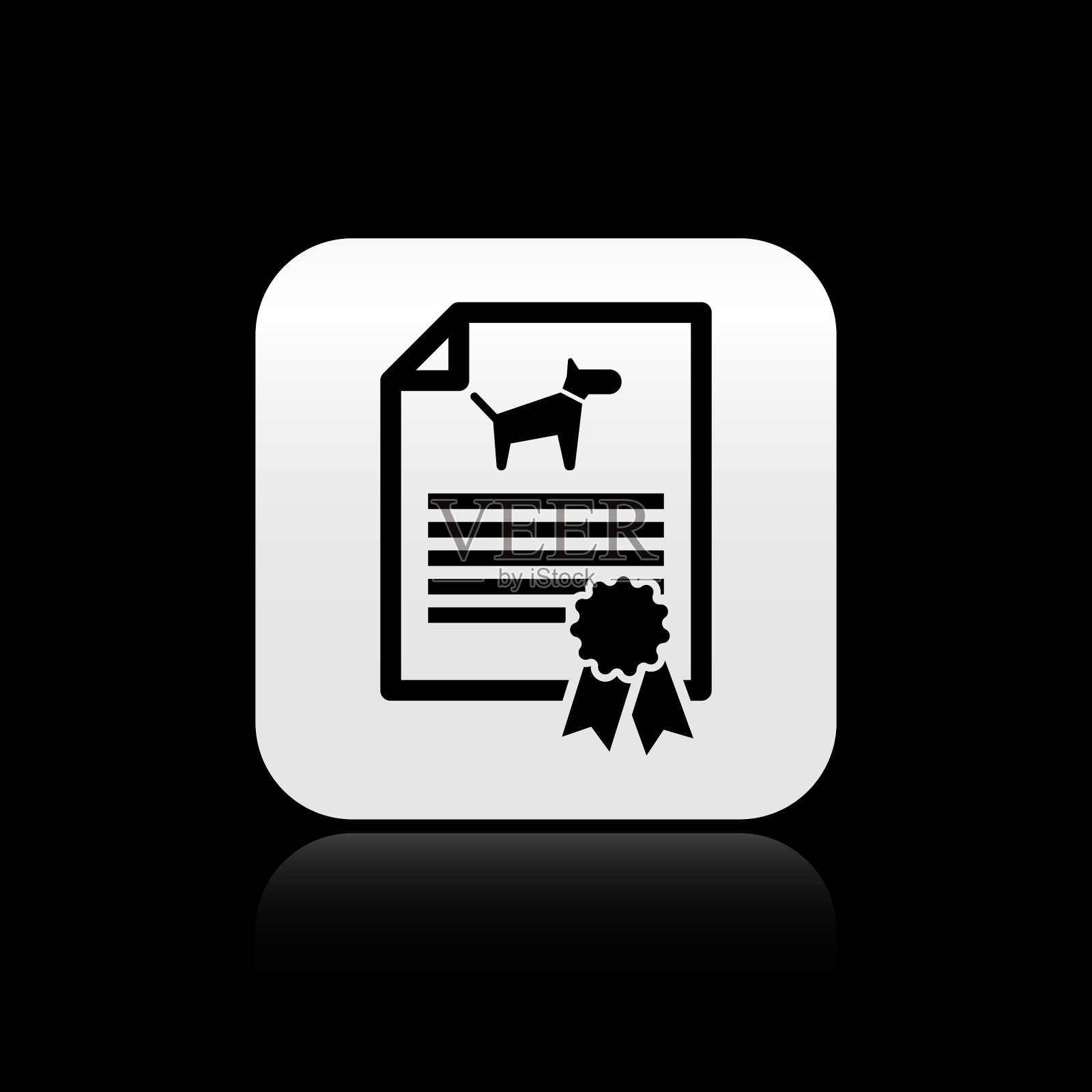 带狗或带狗旅行的黑色医疗证明插画图片素材