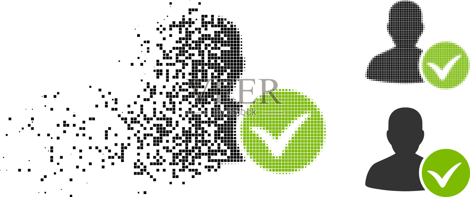 消失的虚点半色调病人ok图标插画图片素材