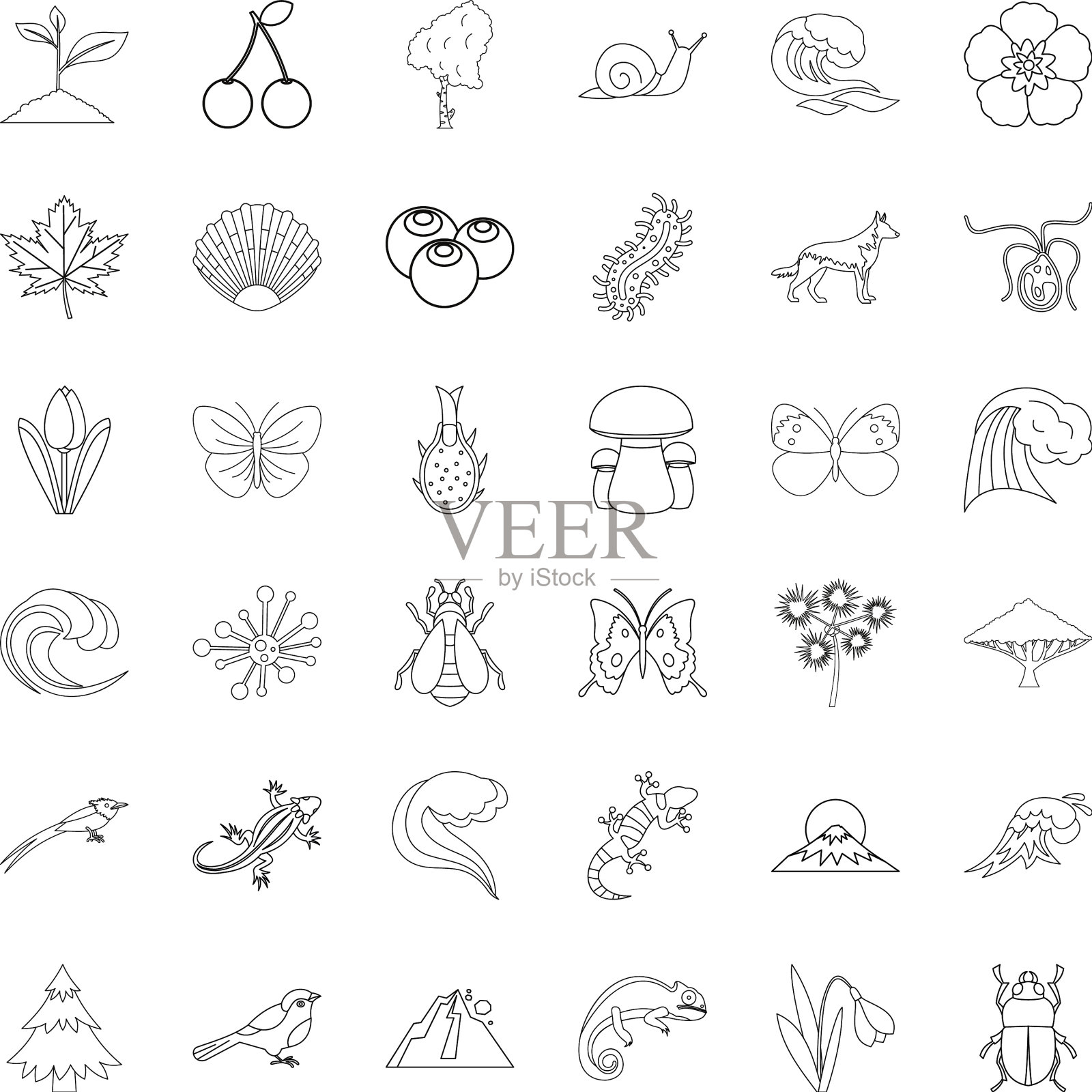 自然可靠性图标设置轮廓样式图标素材