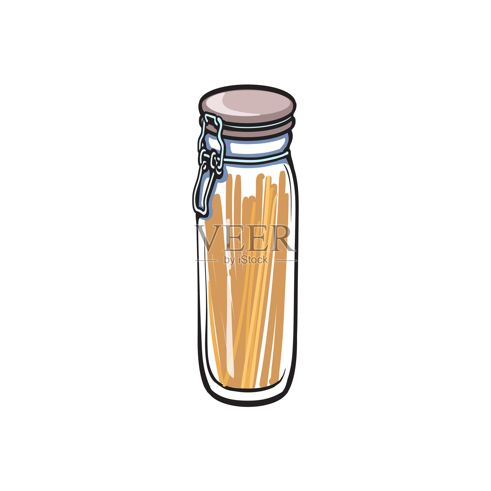 小玻璃罐与摆动顶盖草图设计元素图片