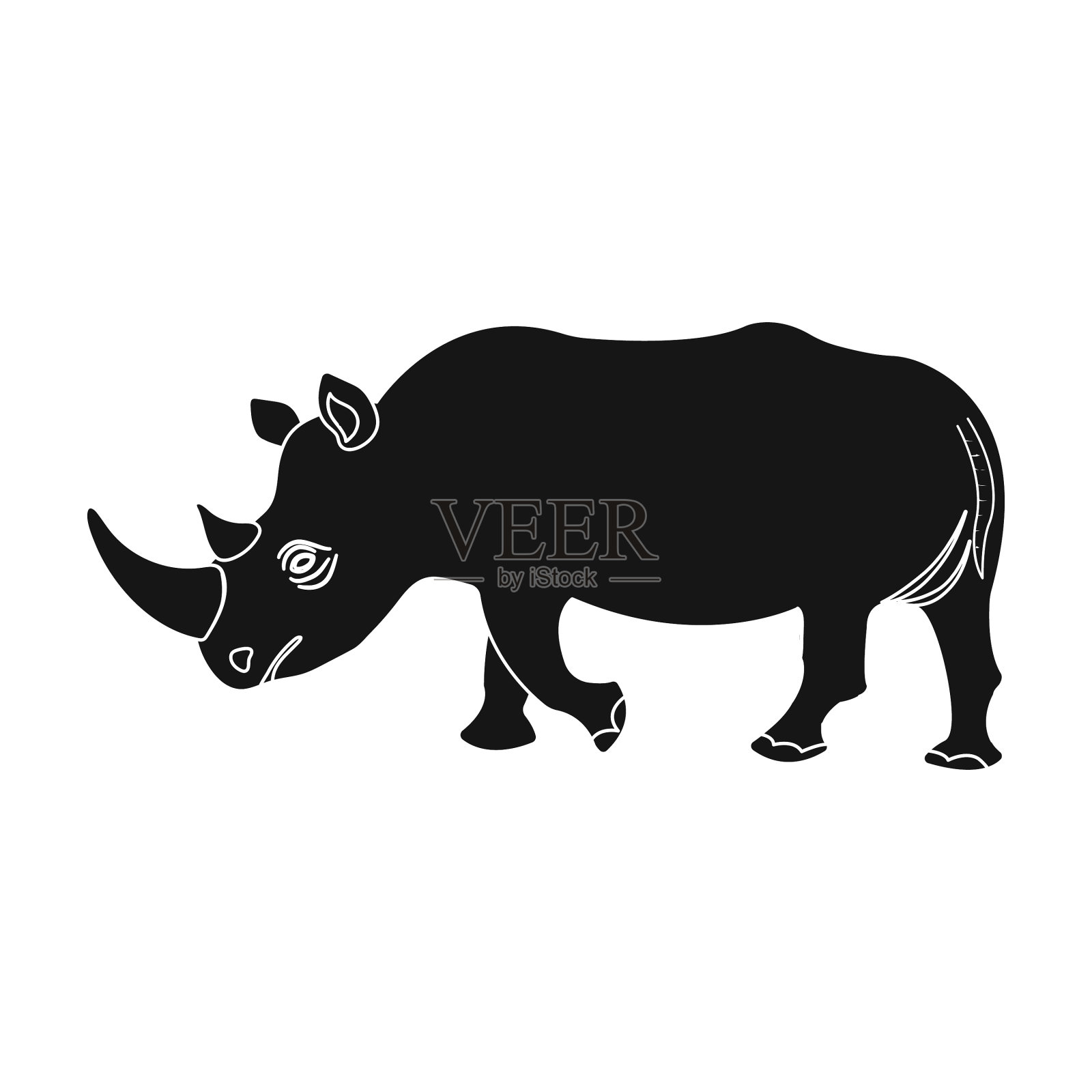 大印度犀牛是一种野生动物图标素材
