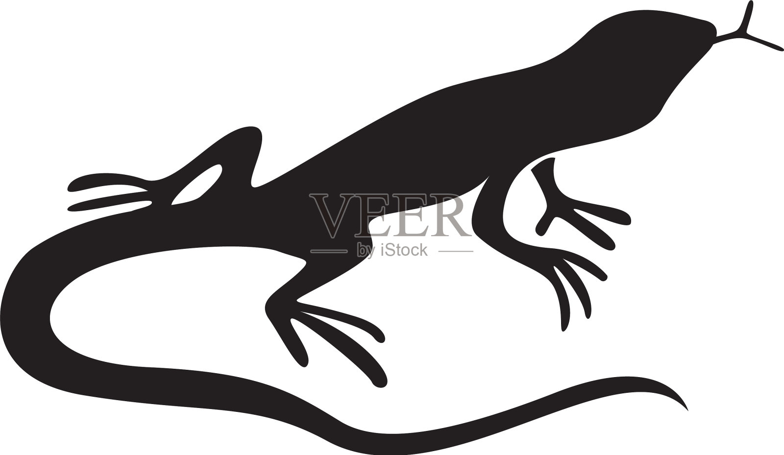 蜥蜴变色龙壁虎剪影黑色设计元素图片