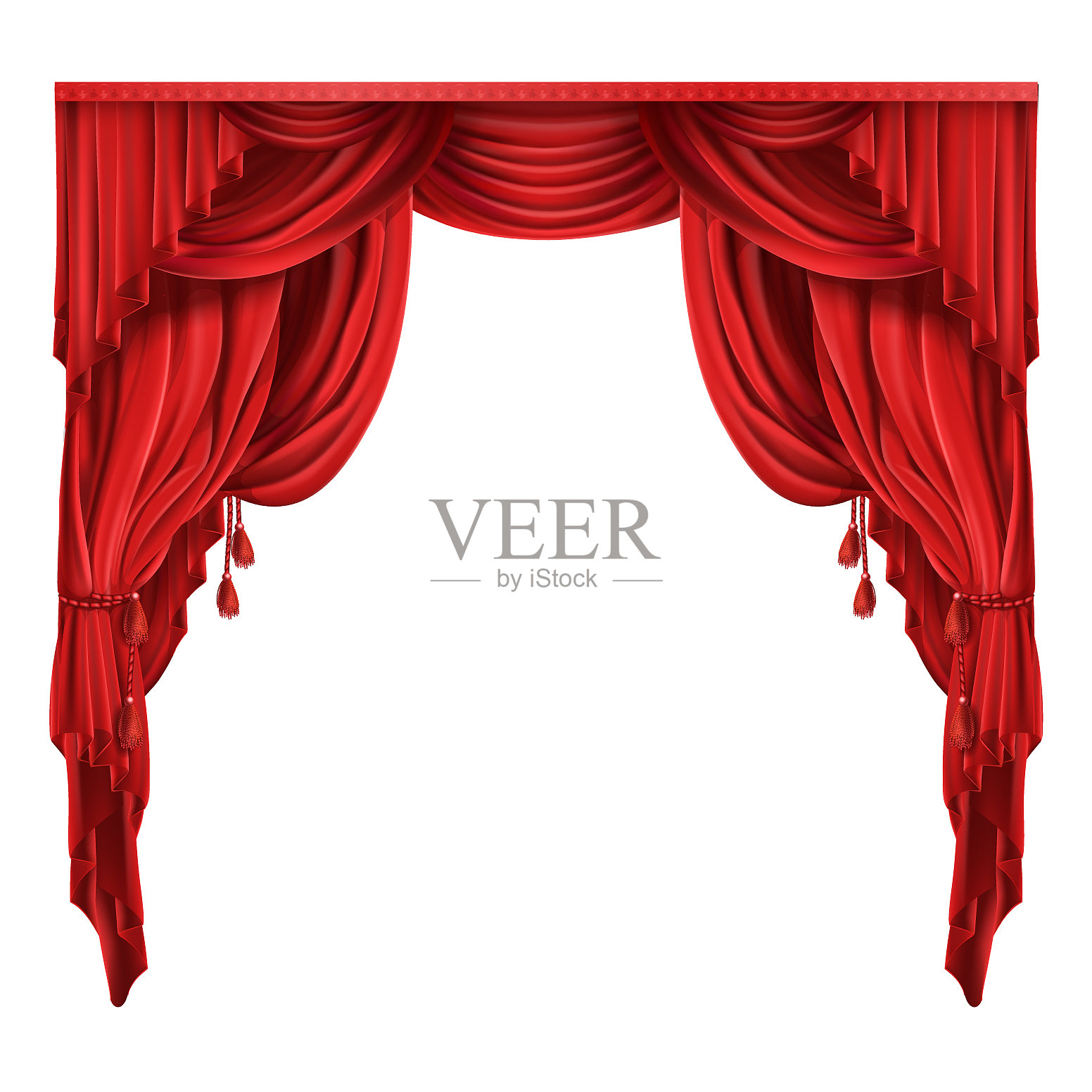 剧场舞台红窗帘逼真设计元素图片