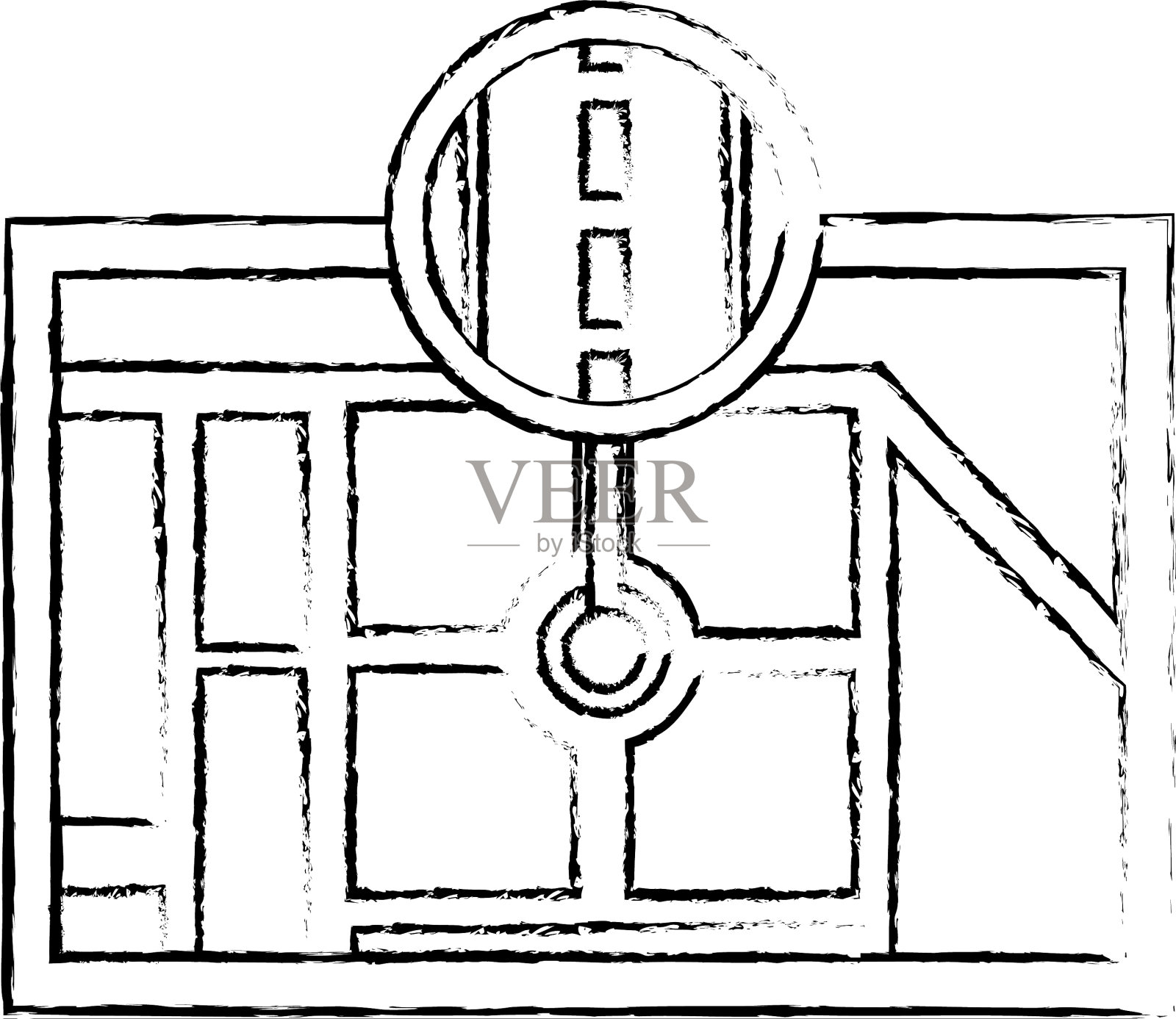 GPS导航地图目的地指针道路街道设计元素图片