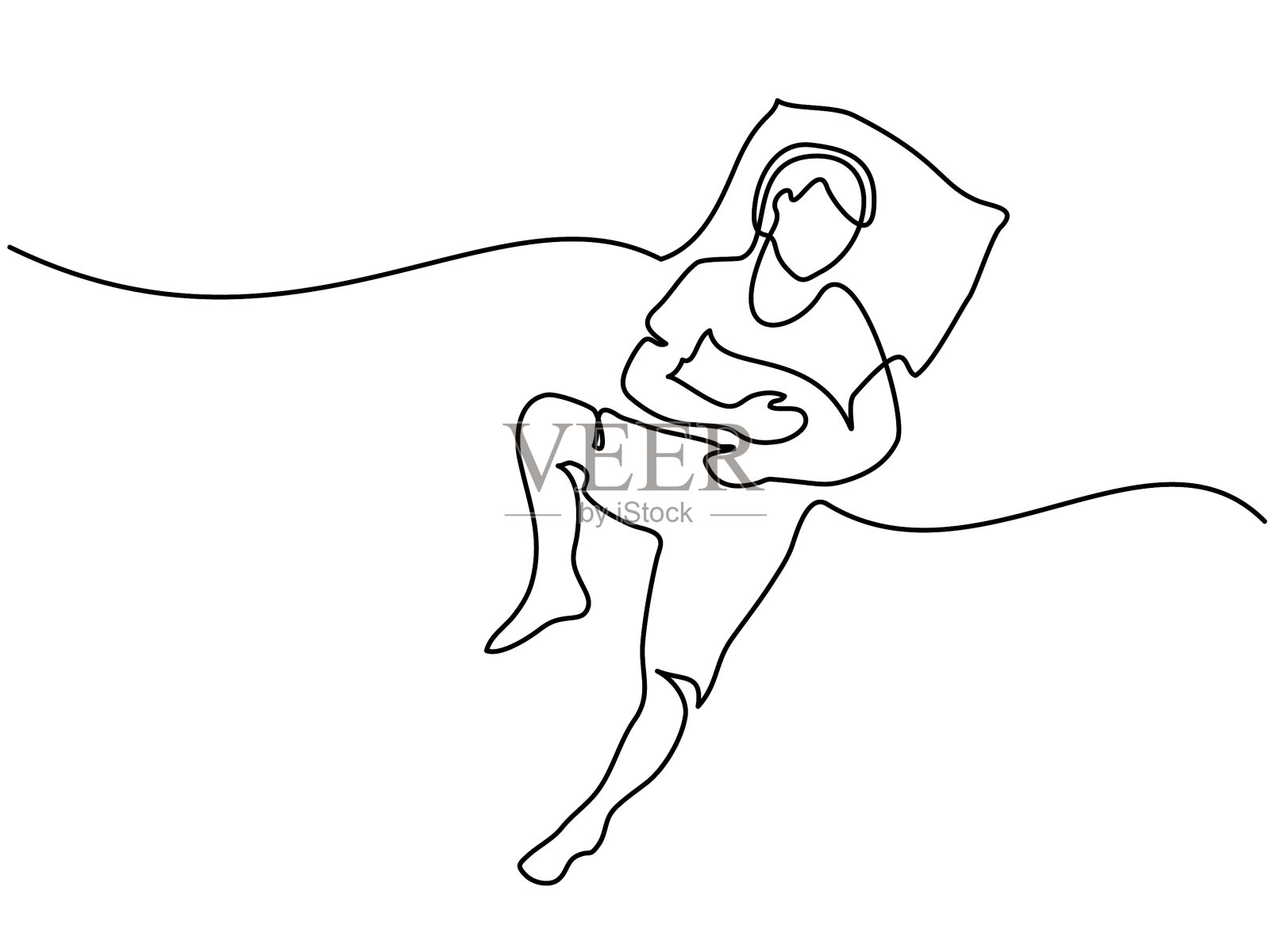 在枕头上睡觉的男人设计元素图片