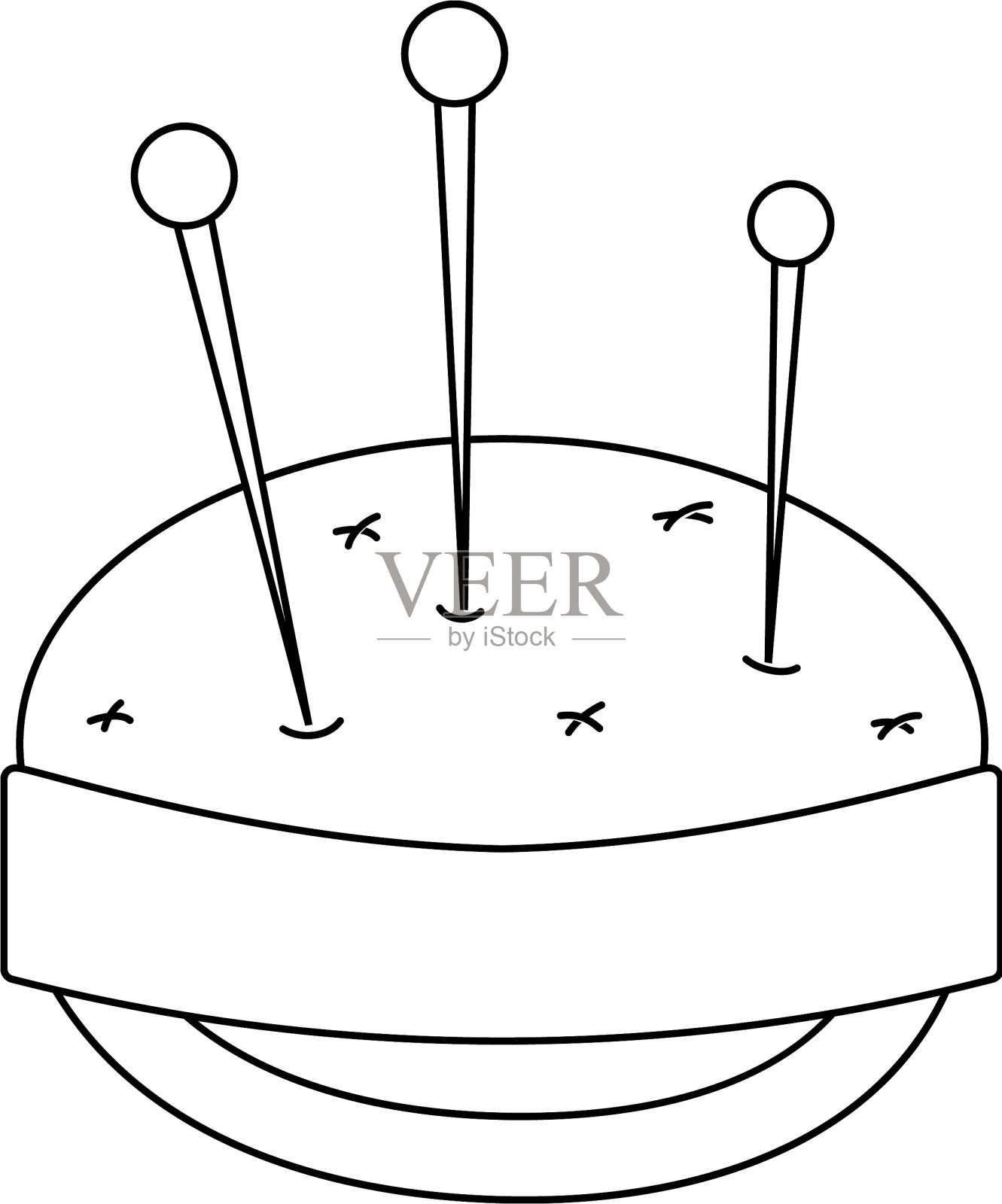 线针和针垫缝制工具对象设计元素图片
