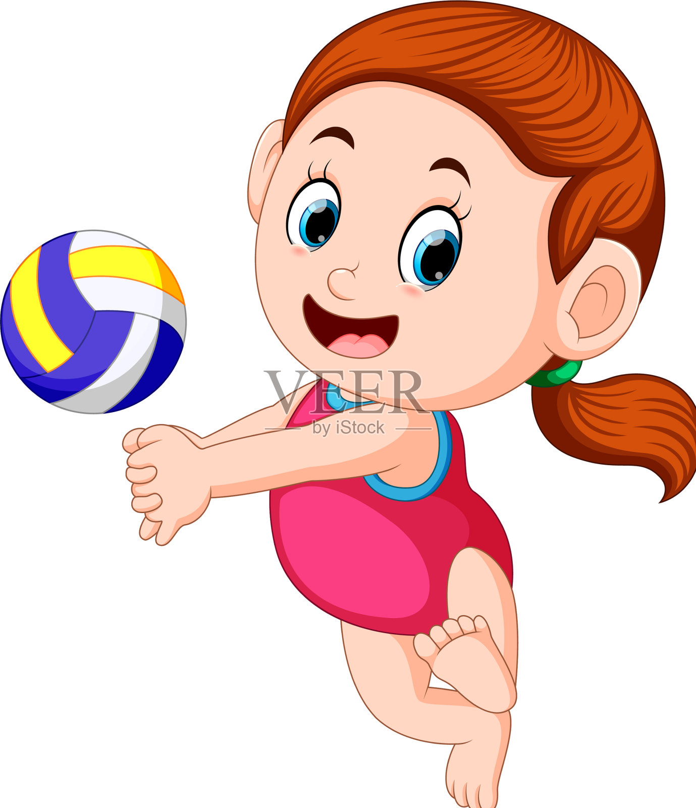 女孩在打排球设计元素图片