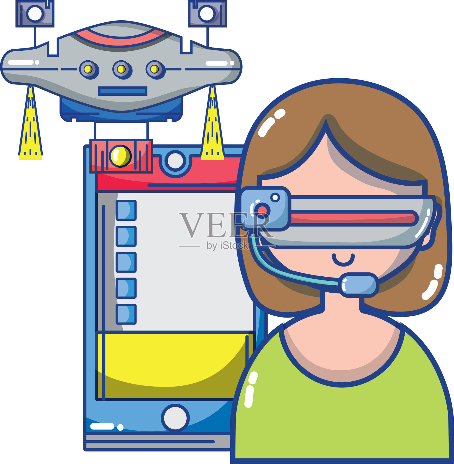 FPV护目镜技术卡通设计元素图片