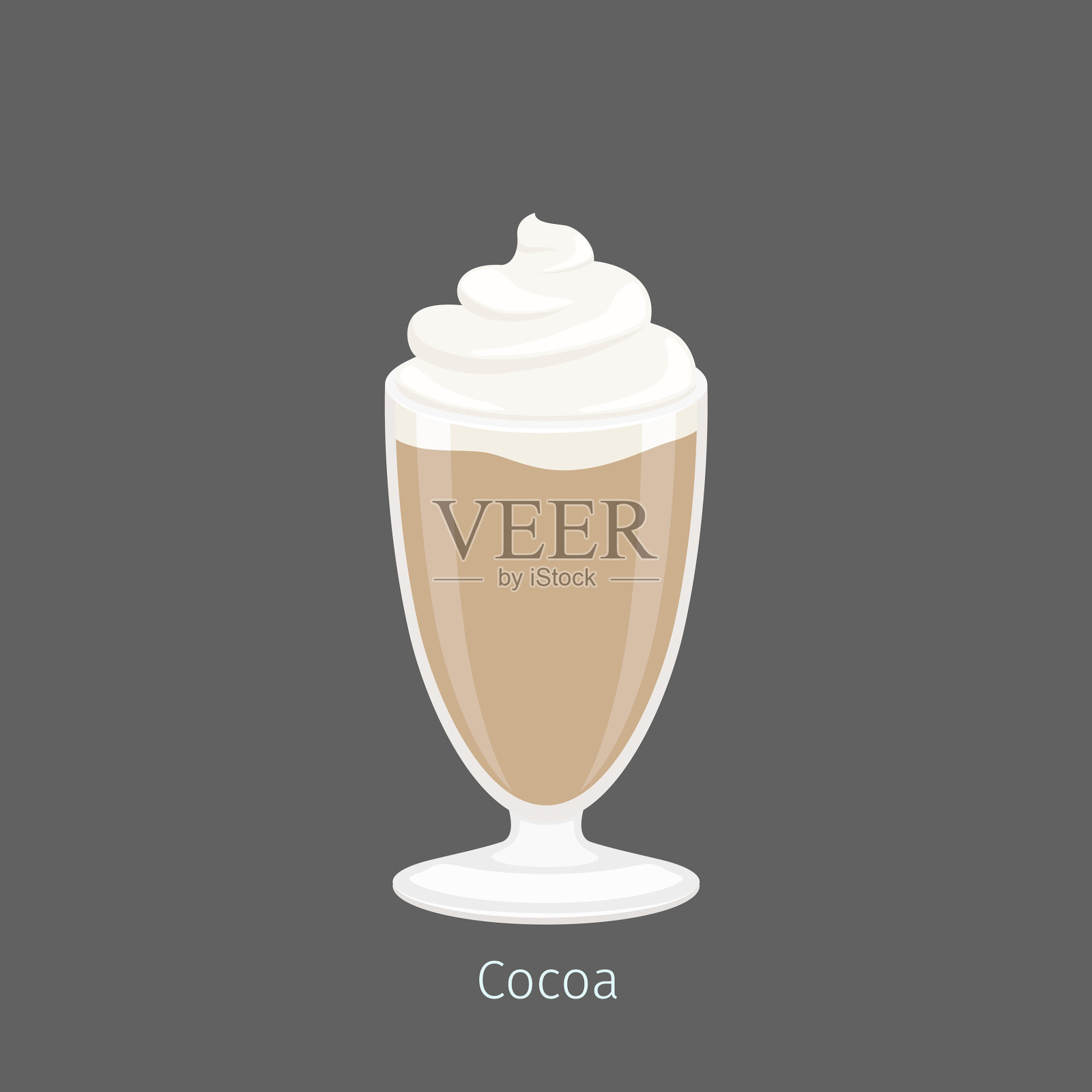 美味的热可可或者用玻璃杯喝巧克力插画图片素材