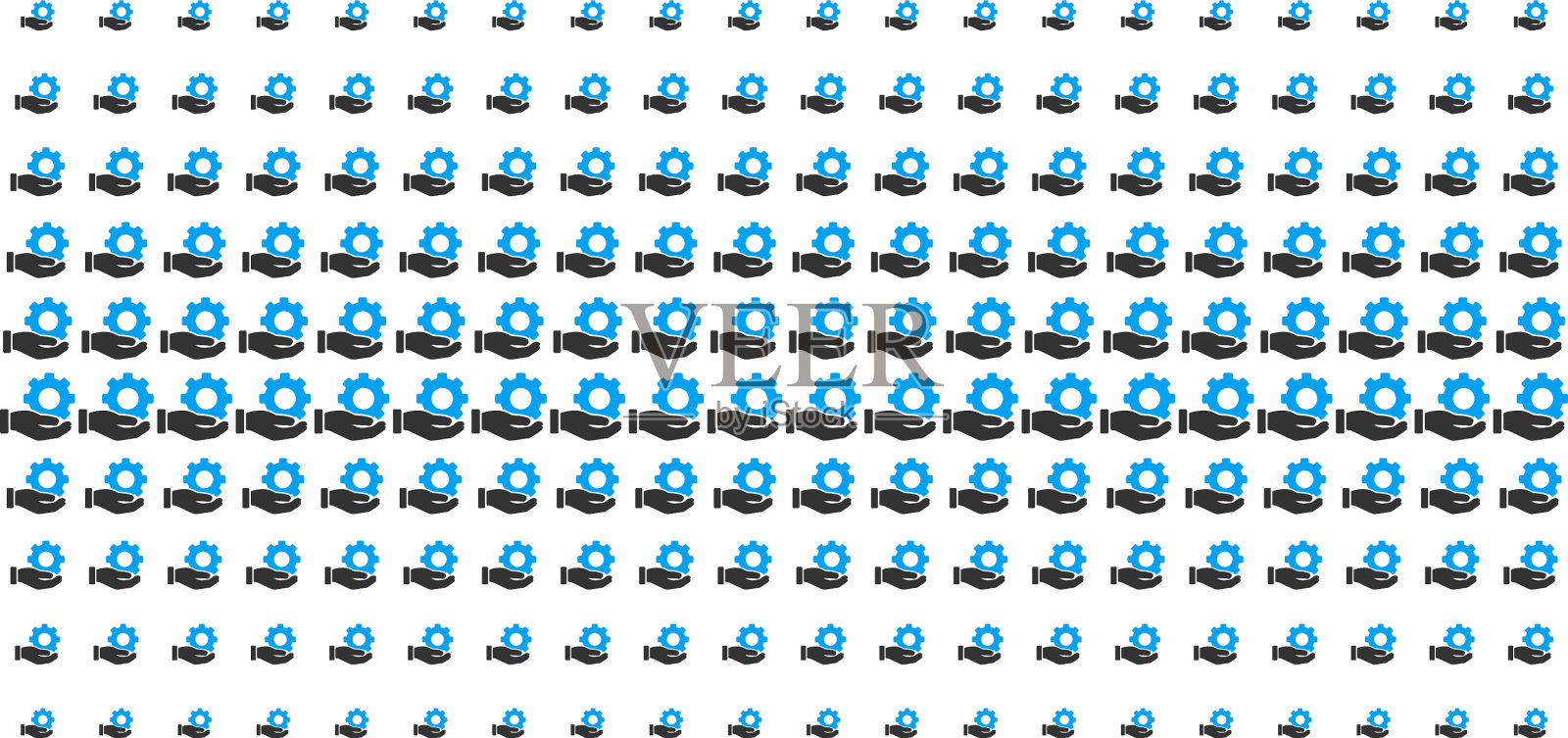 机械齿轮服务手形半色调阵列插画图片素材