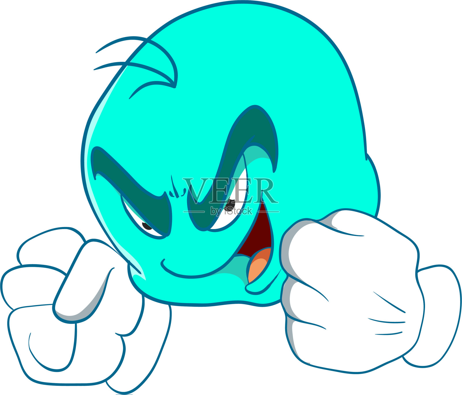 蓝色卡通格斗姿势设计元素图片