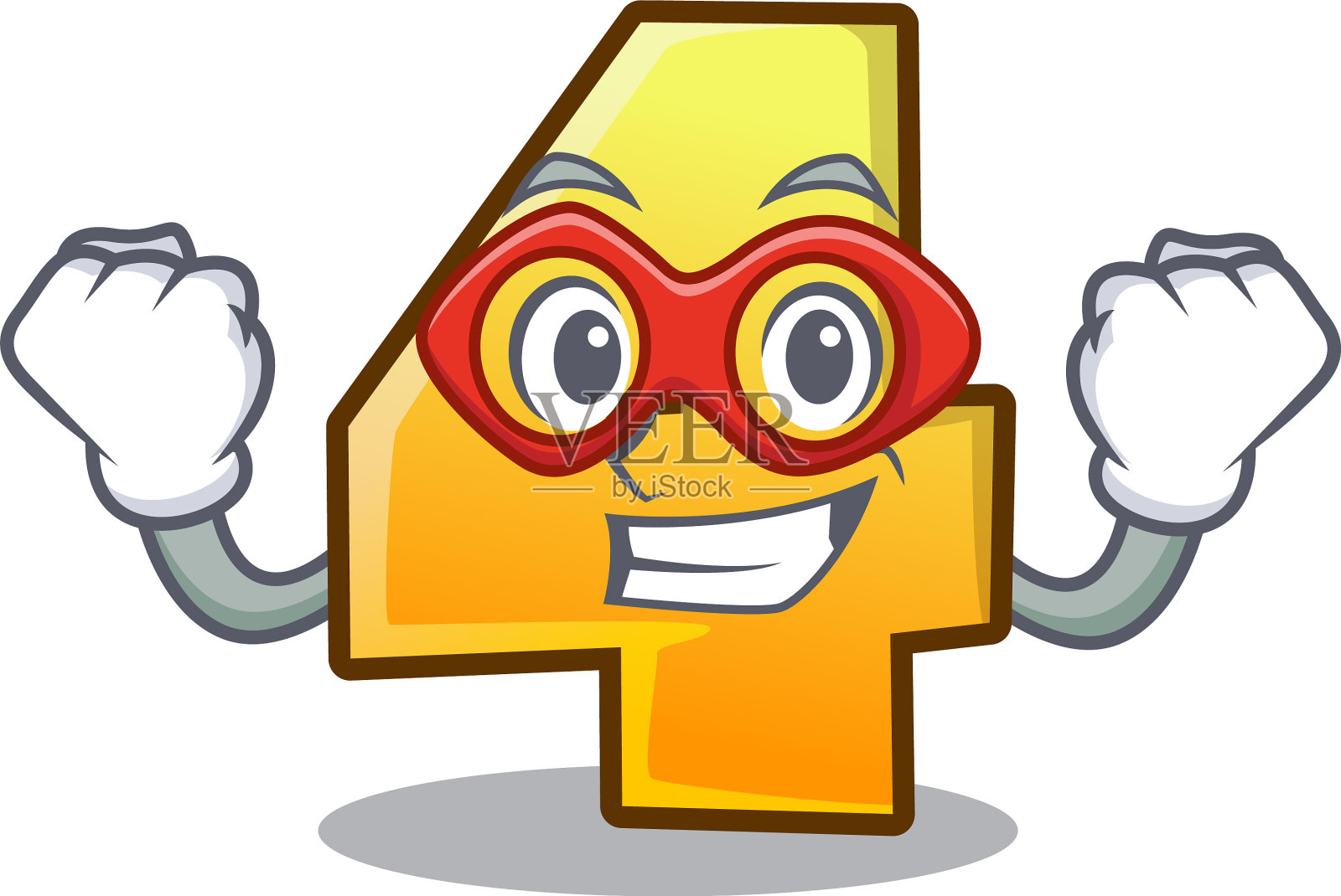 超级英雄卡通围栏的数字是4设计元素图片