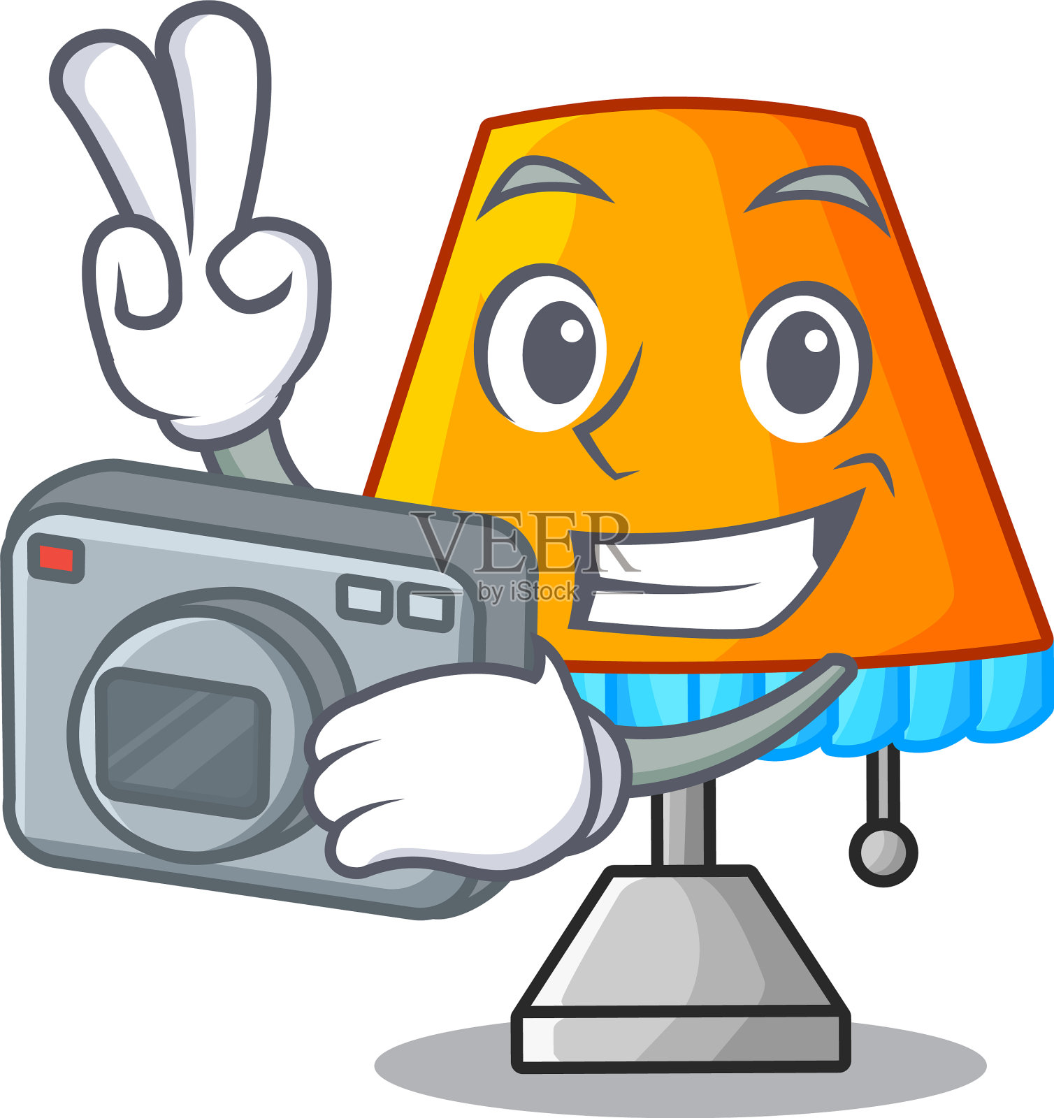 摄影师在卡通装饰台灯设计元素图片