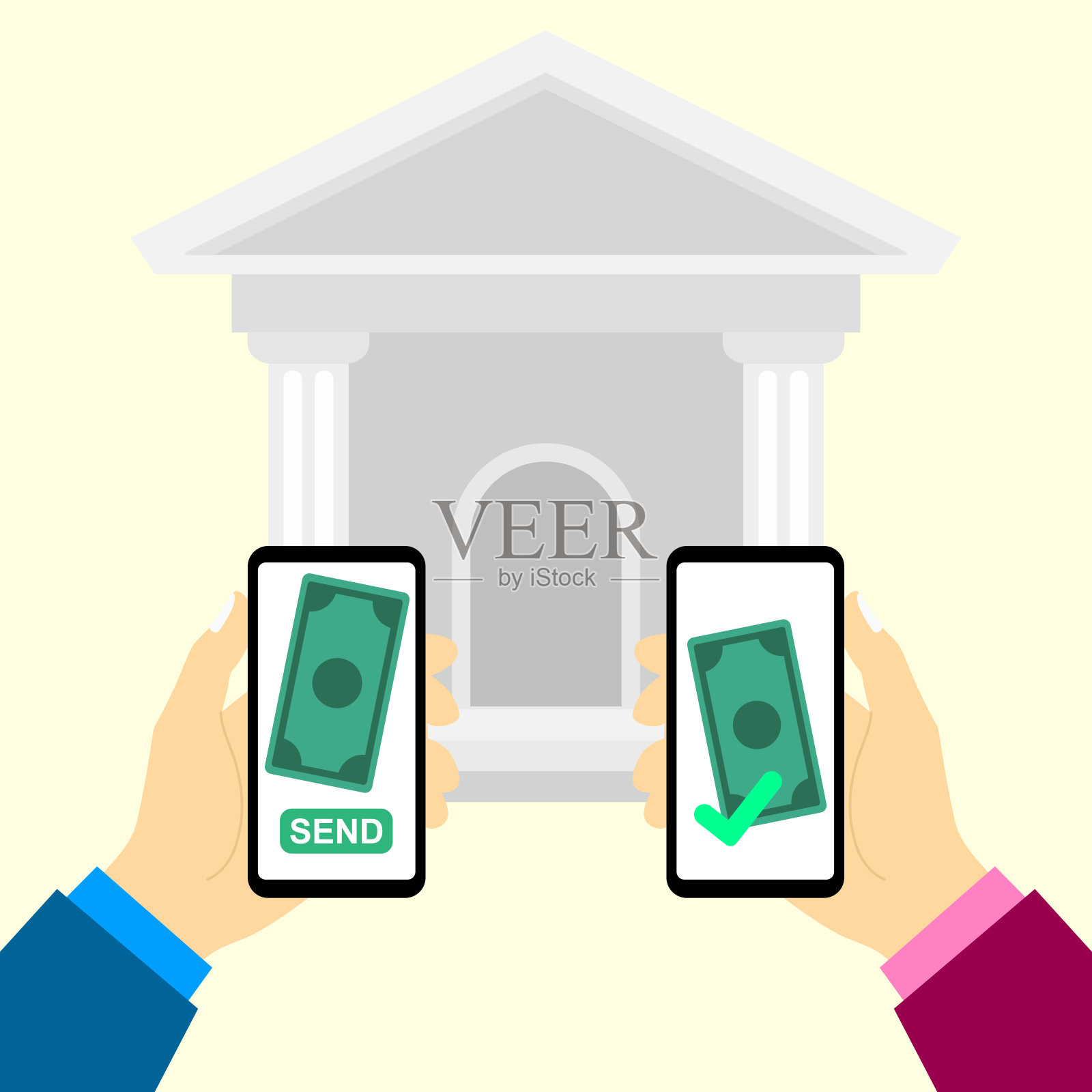 通过手机进行银行交易插画图片素材