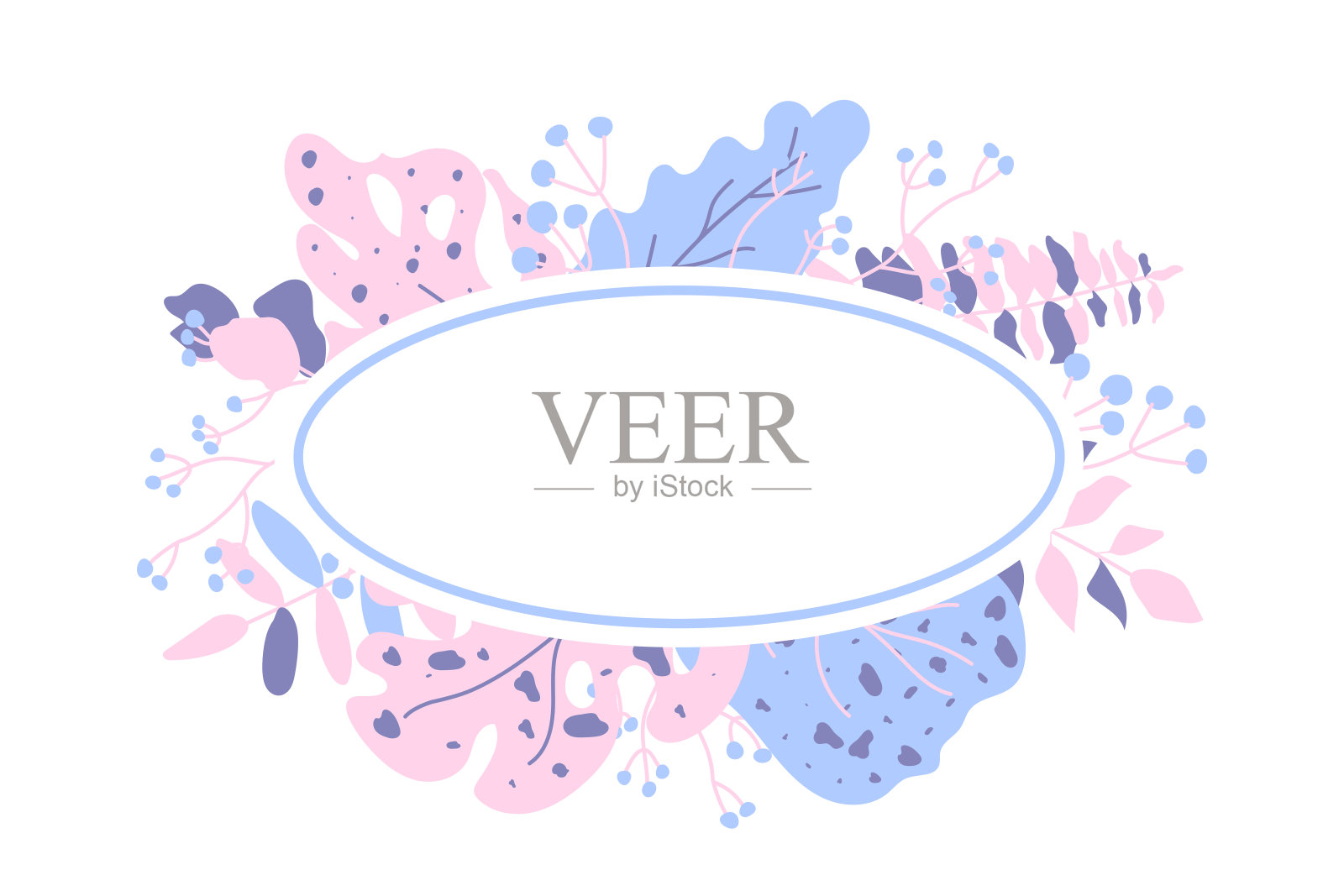 热带彩色树叶怪兽文本框向量插画图片素材