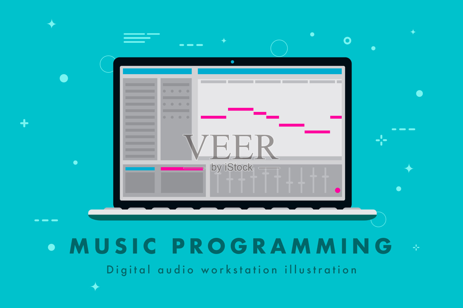 音乐编程-数字音频工作站插画图片素材