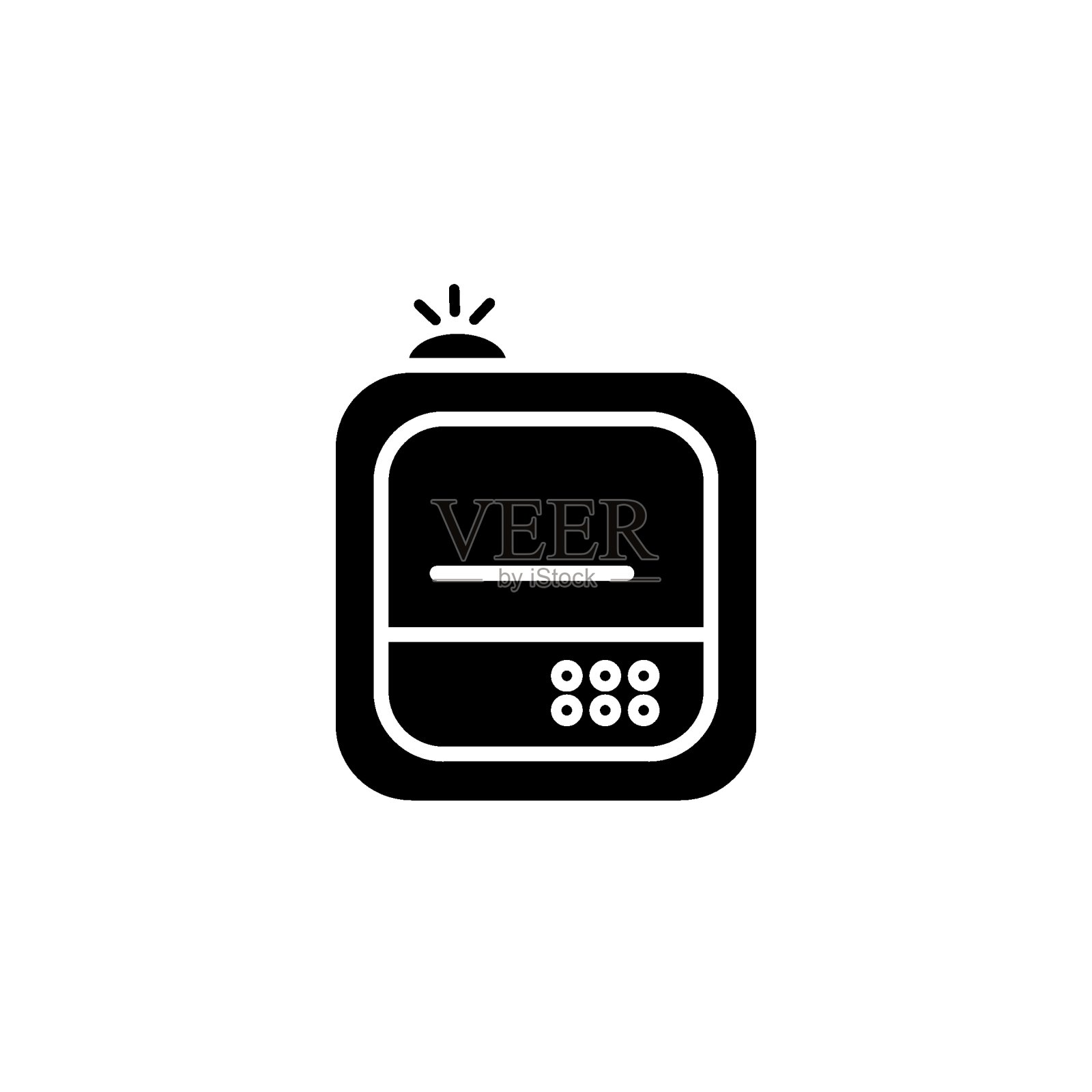 黑色加湿器扩散器图标隔离在白色背景上。净化器微气候超声家居平面矢量插图。健康的湿度。图标素材