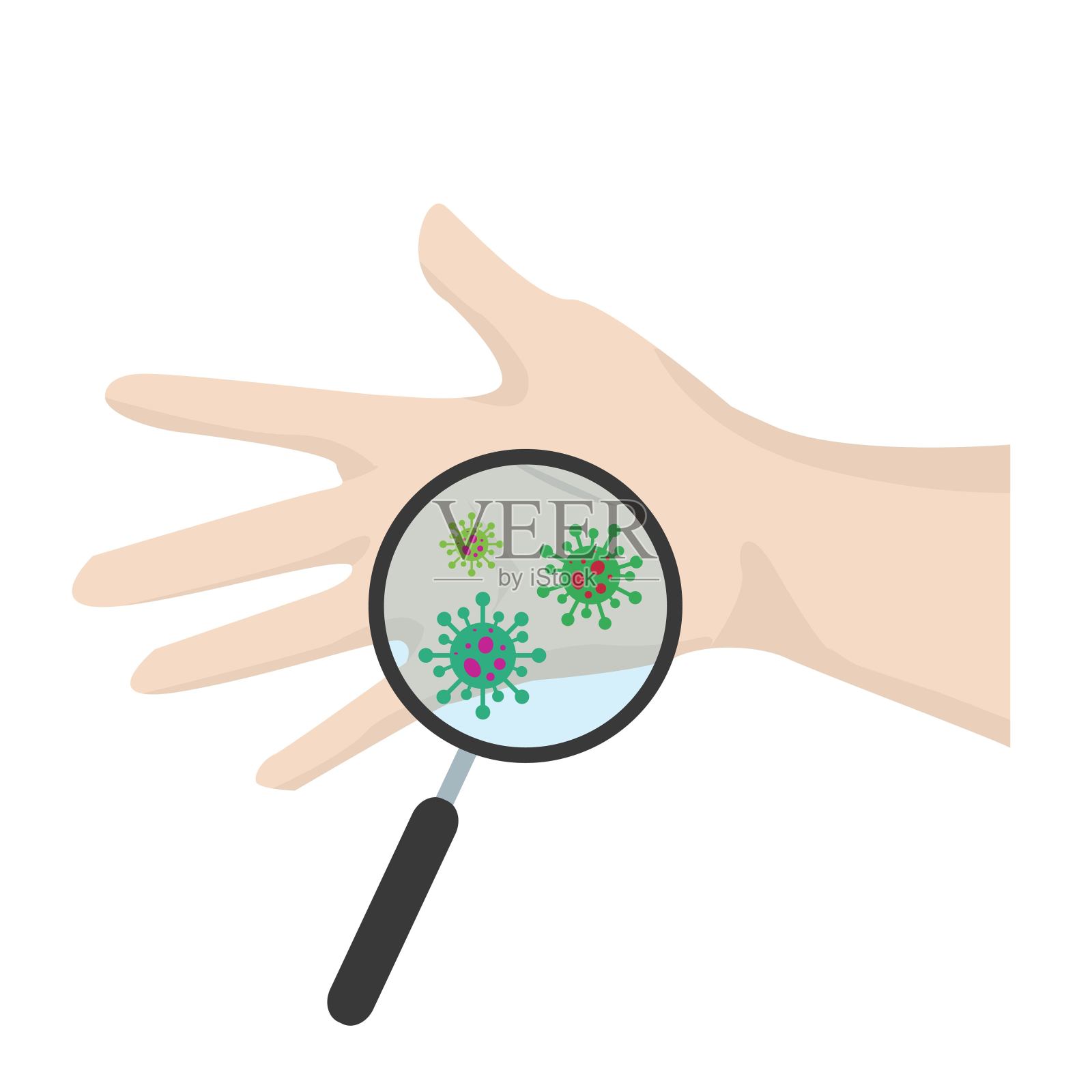 人手上的病毒插画图片素材