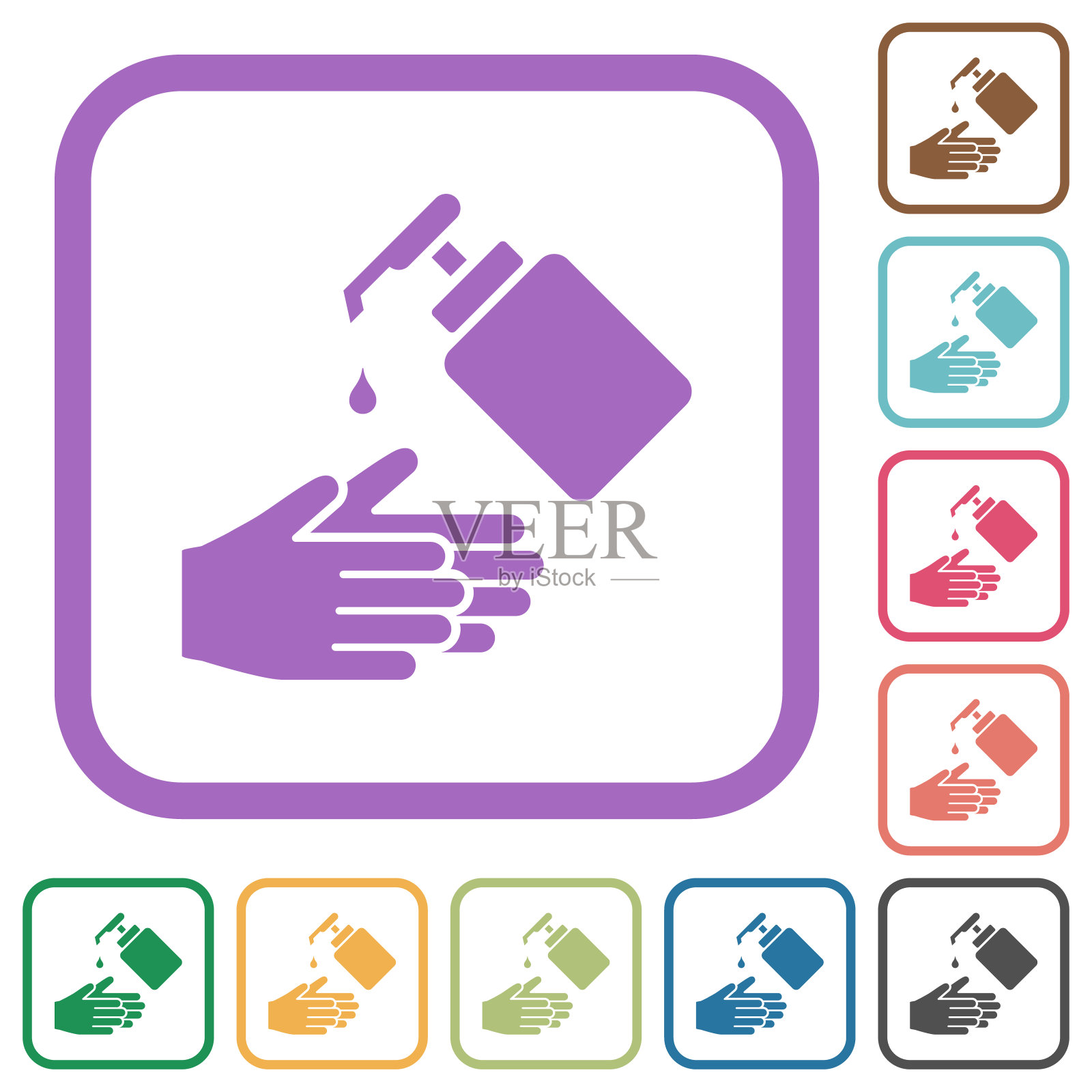 用液体肥皂洗手，简单的图标图标素材