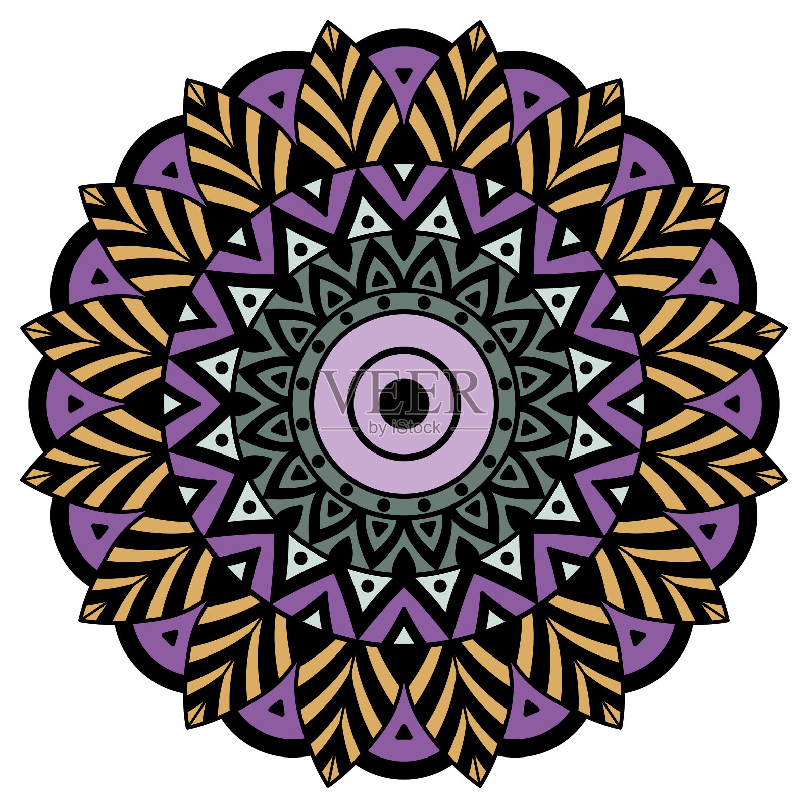 曼荼罗圆形装饰。可用于贺卡、手机壳打印等。手绘背景，矢量孤立在白色。每股收益10插画图片素材