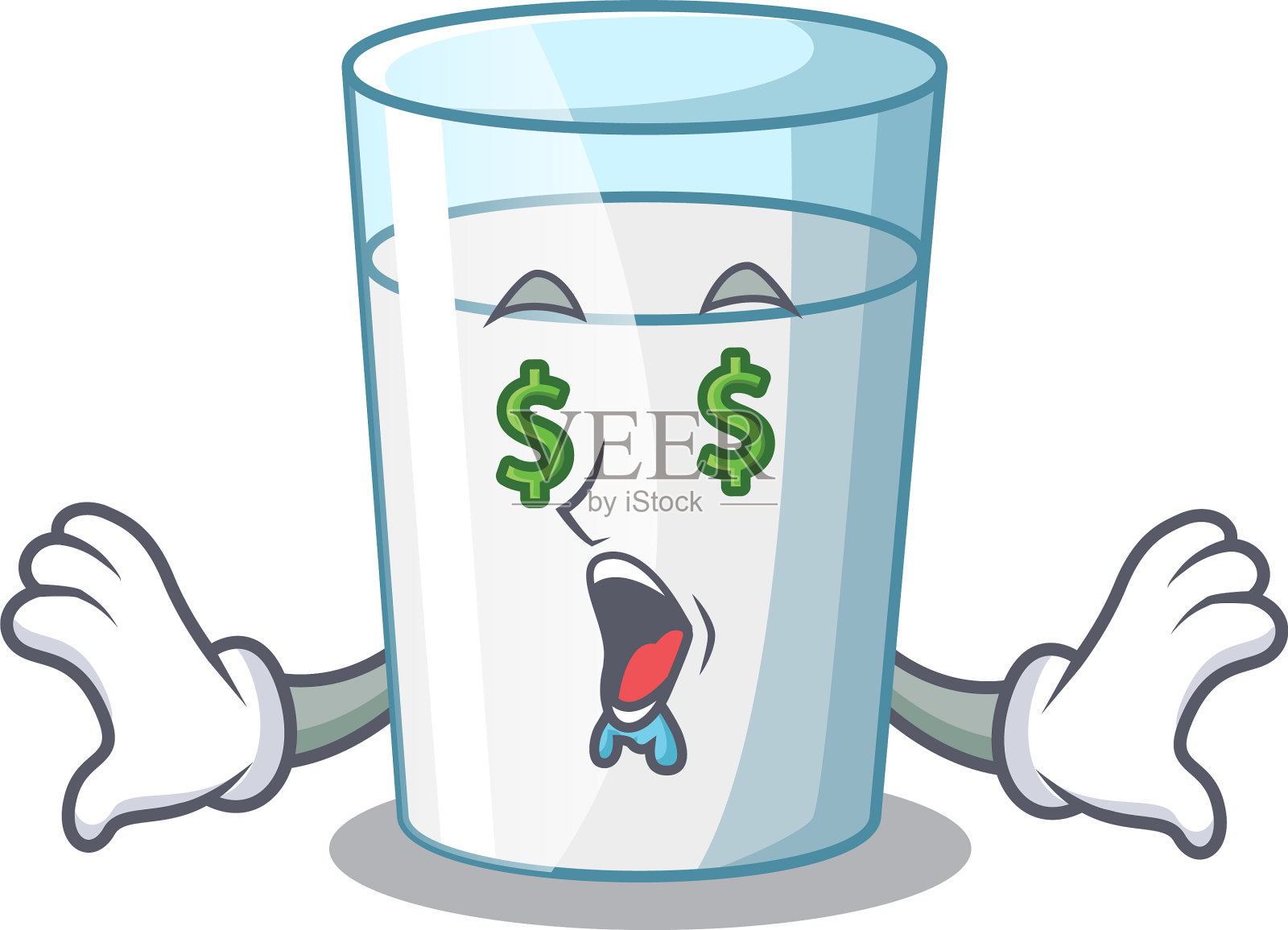 钱眼卡通甜牛奶杯为早餐设计元素图片