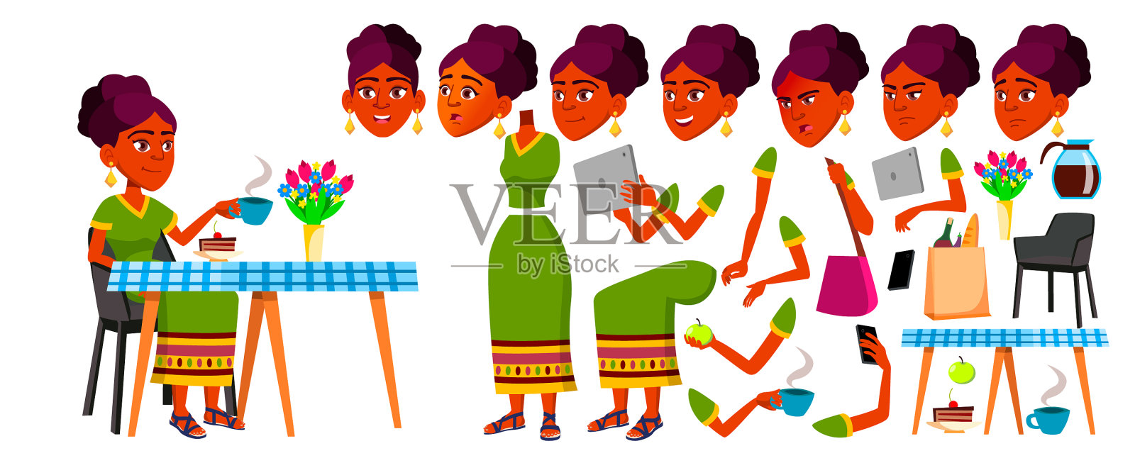 少女印度印度亚洲动画设计元素图片