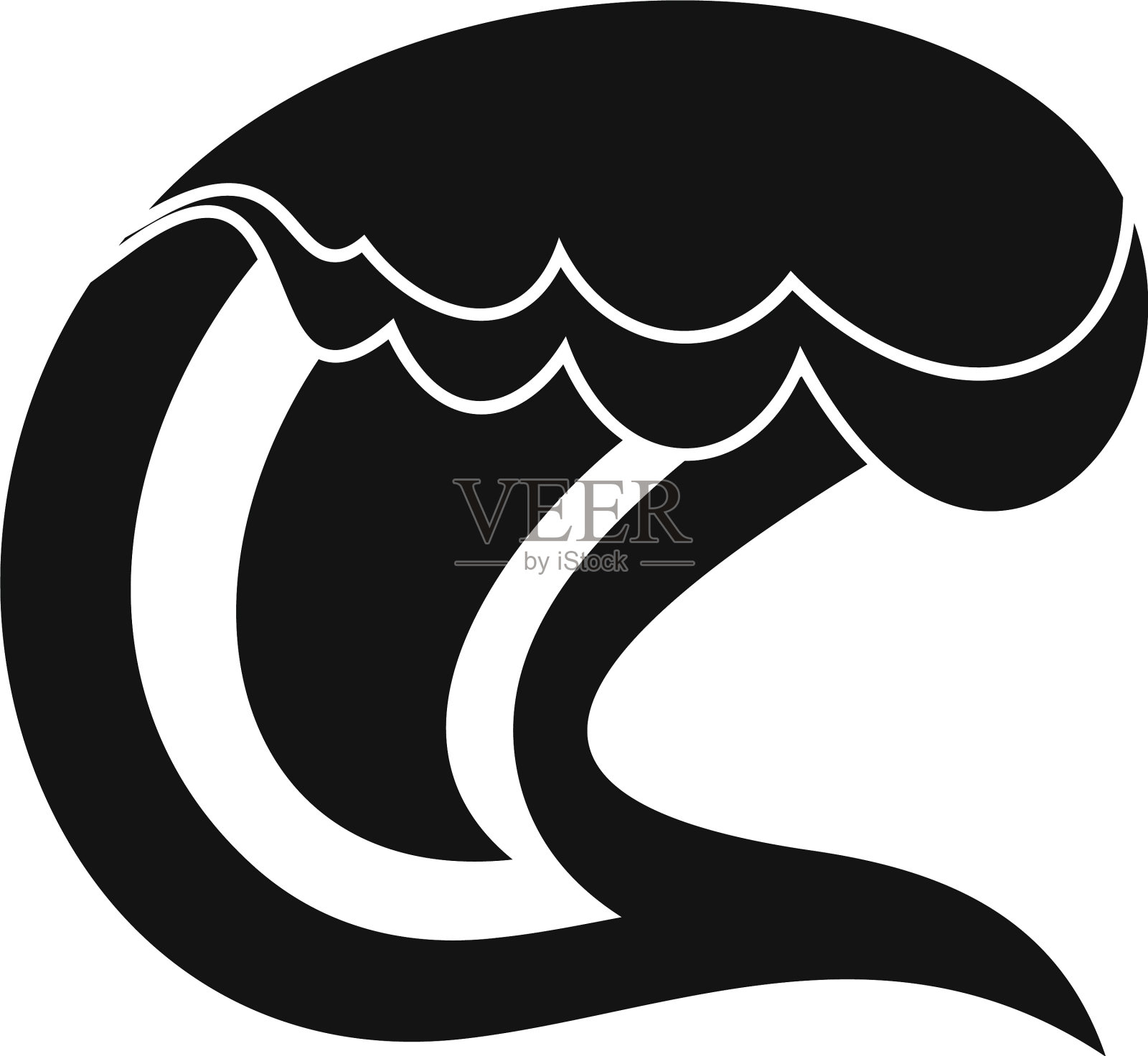 冲浪图标简单的黑色风格设计元素图片