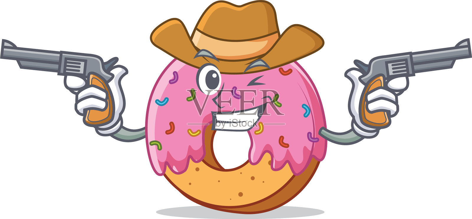 牛仔甜甜圈卡通人物风格设计元素图片