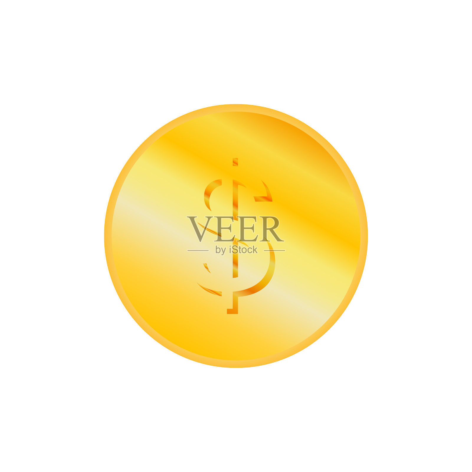 美元硬币图标股票简单孤立在白色图标素材