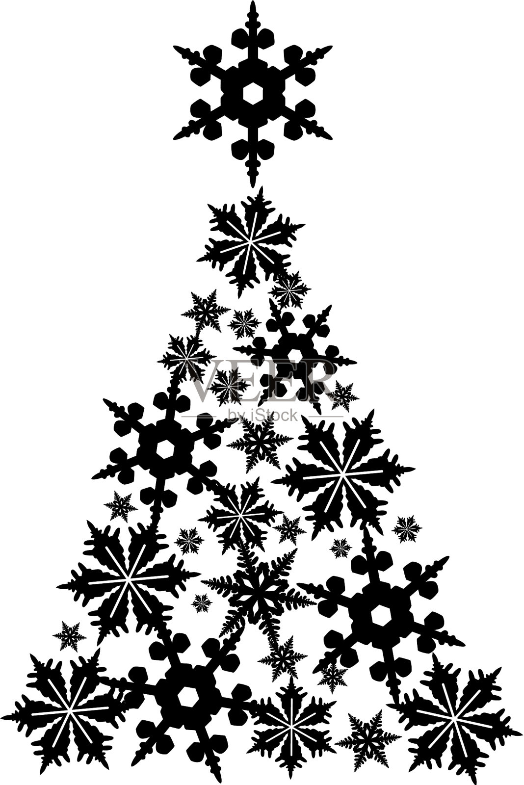 雪花变成了圣诞树的形状设计元素图片