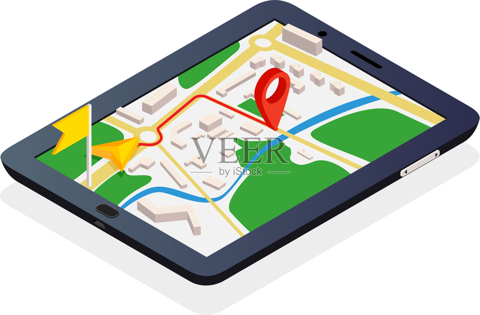 三维等距移动GPS导航概念设计元素图片