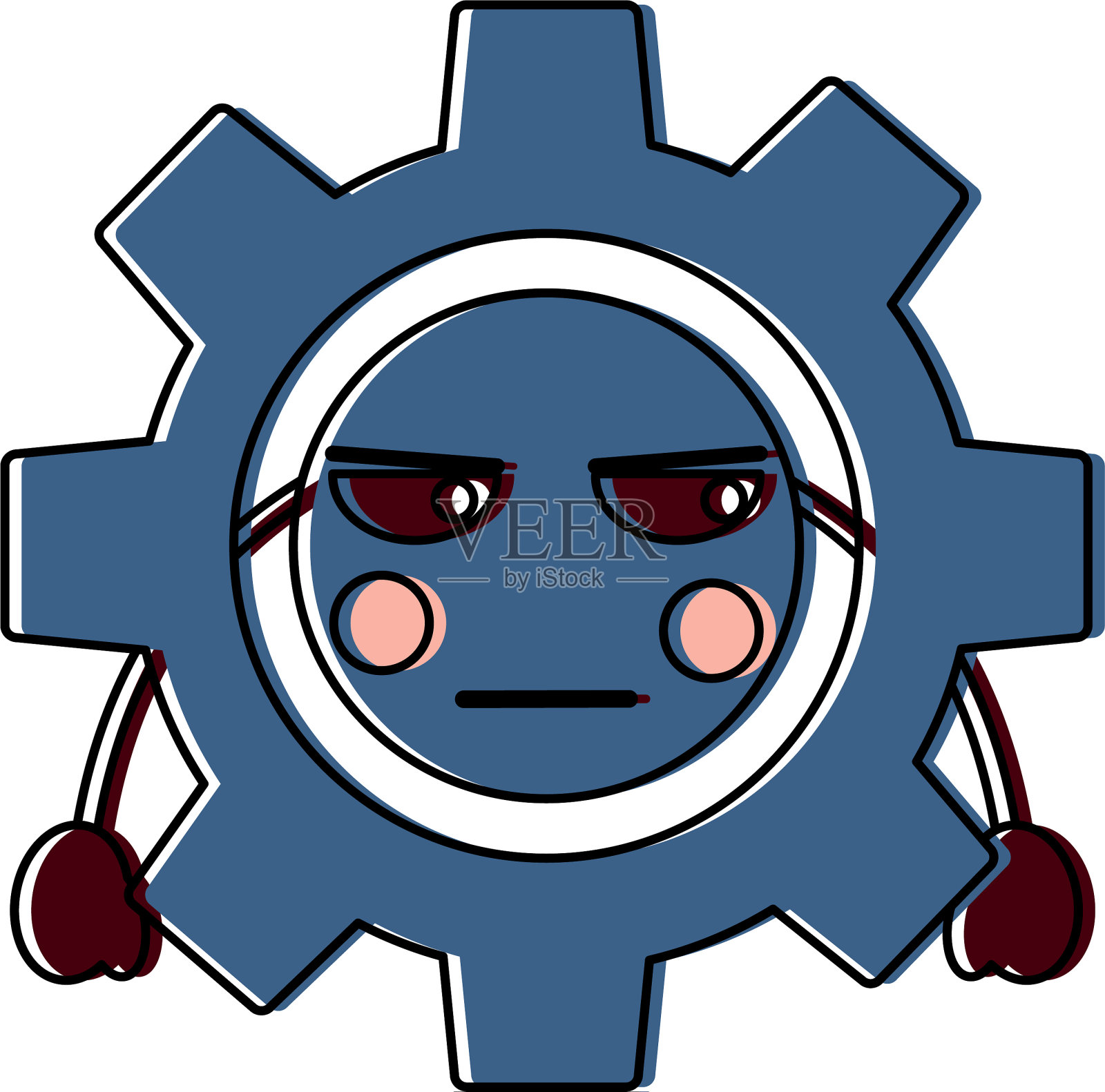 愤怒的齿轮卡哇伊图标形象设计元素图片