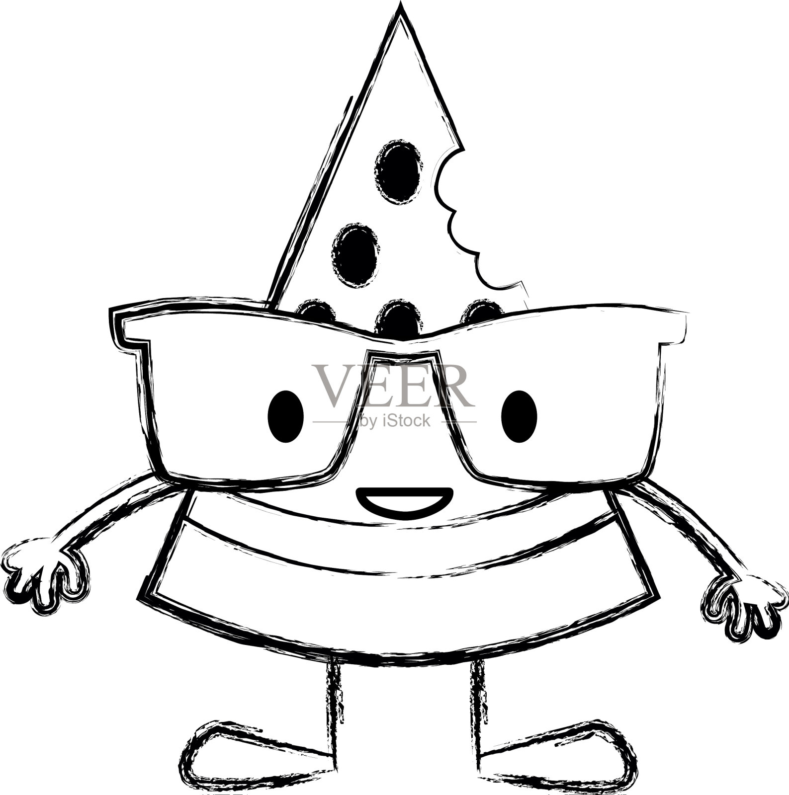 图快乐西瓜卡哇伊水果与眼镜设计元素图片