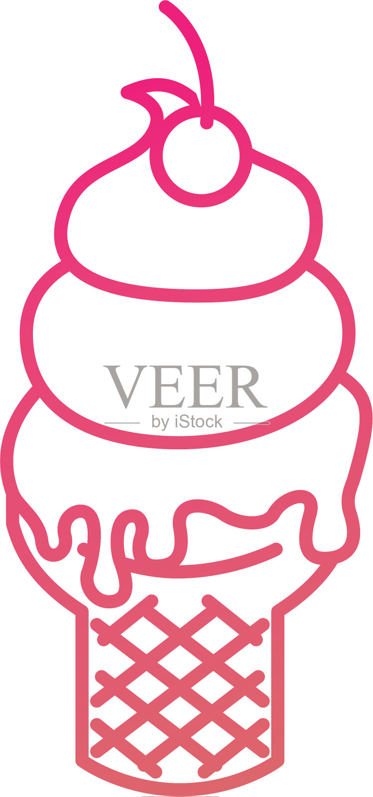 华夫筒冰淇淋，鲜奶油设计元素图片