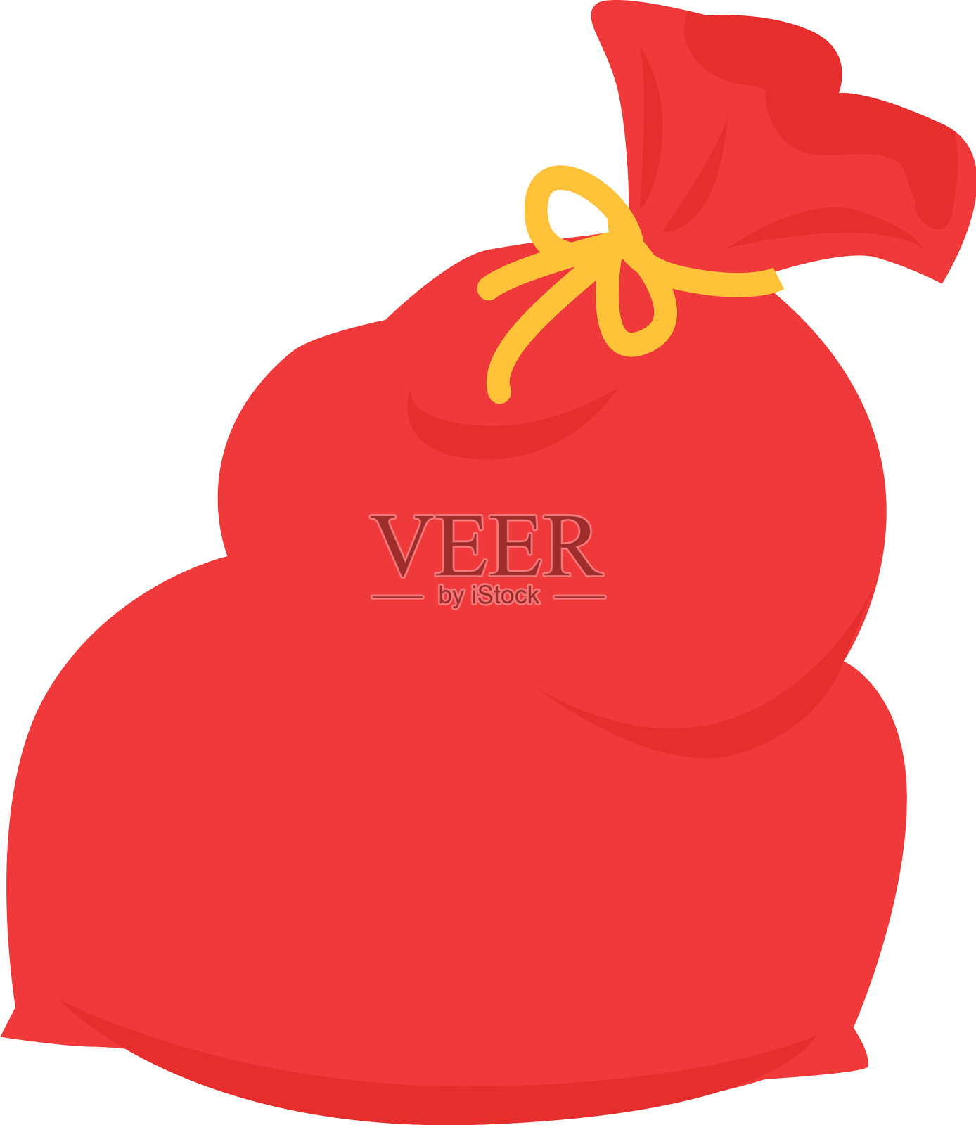 圣诞老人把红色的袋子孤立在白色的圣诞袋子上设计元素图片