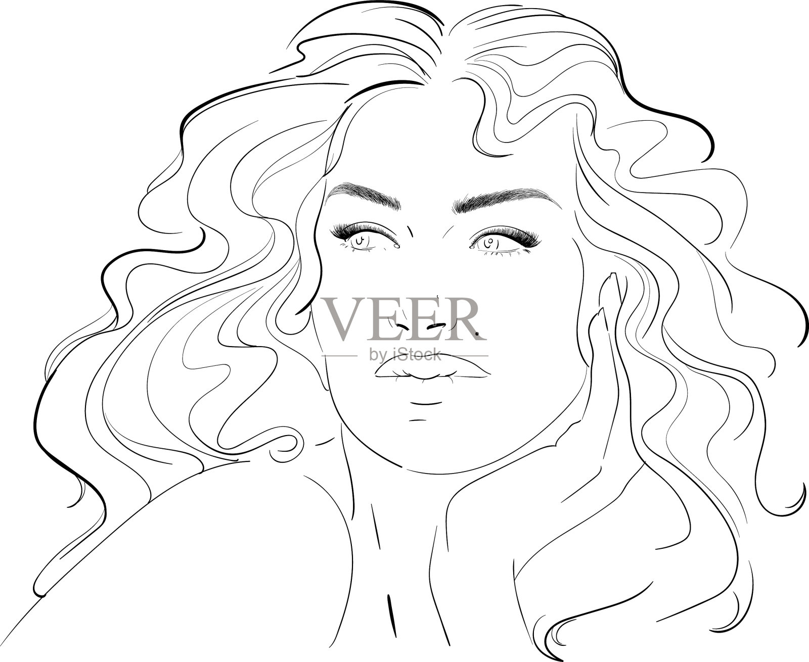 时尚美脸手绘时尚设计元素图片