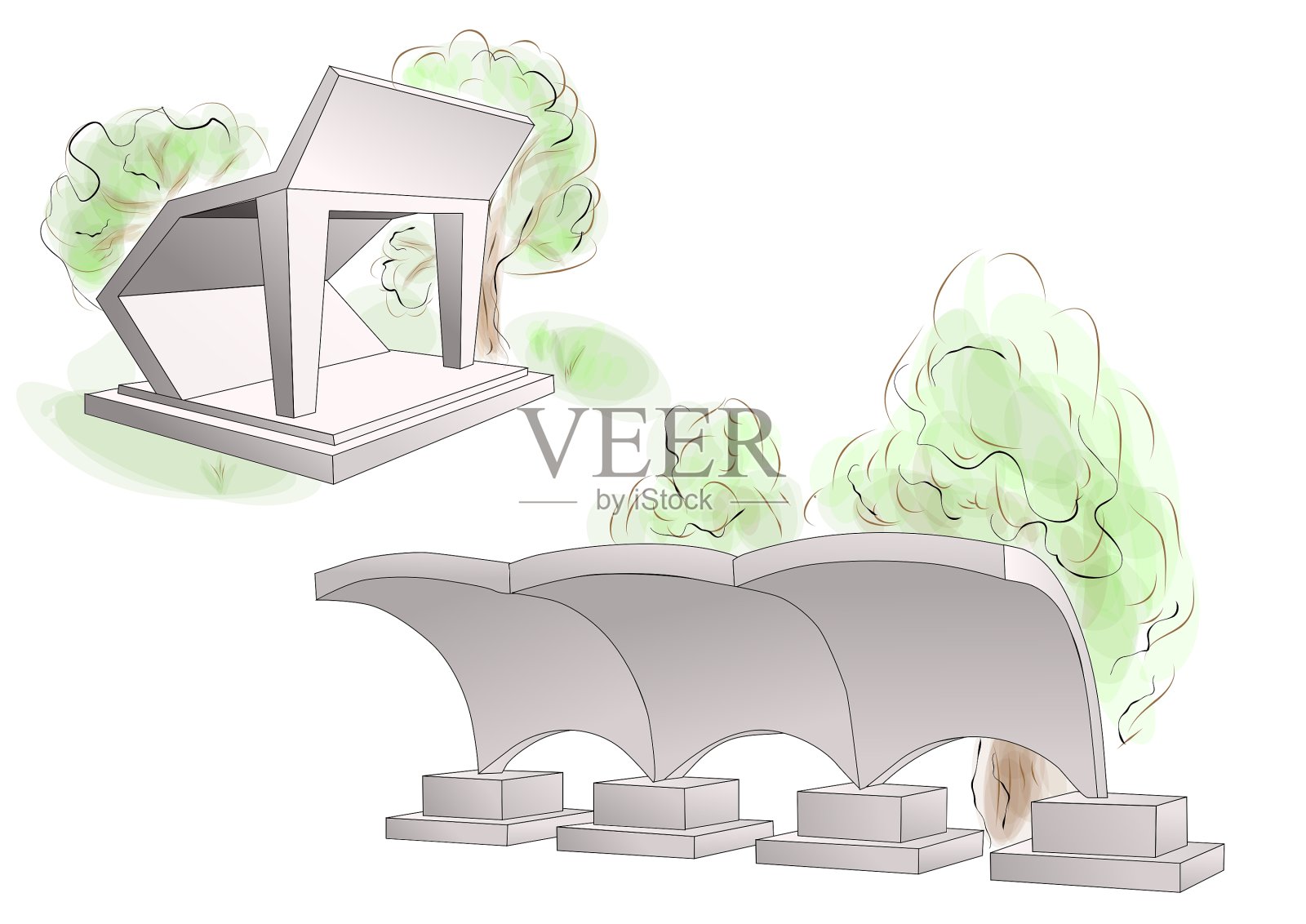 公交车站设计元素图片