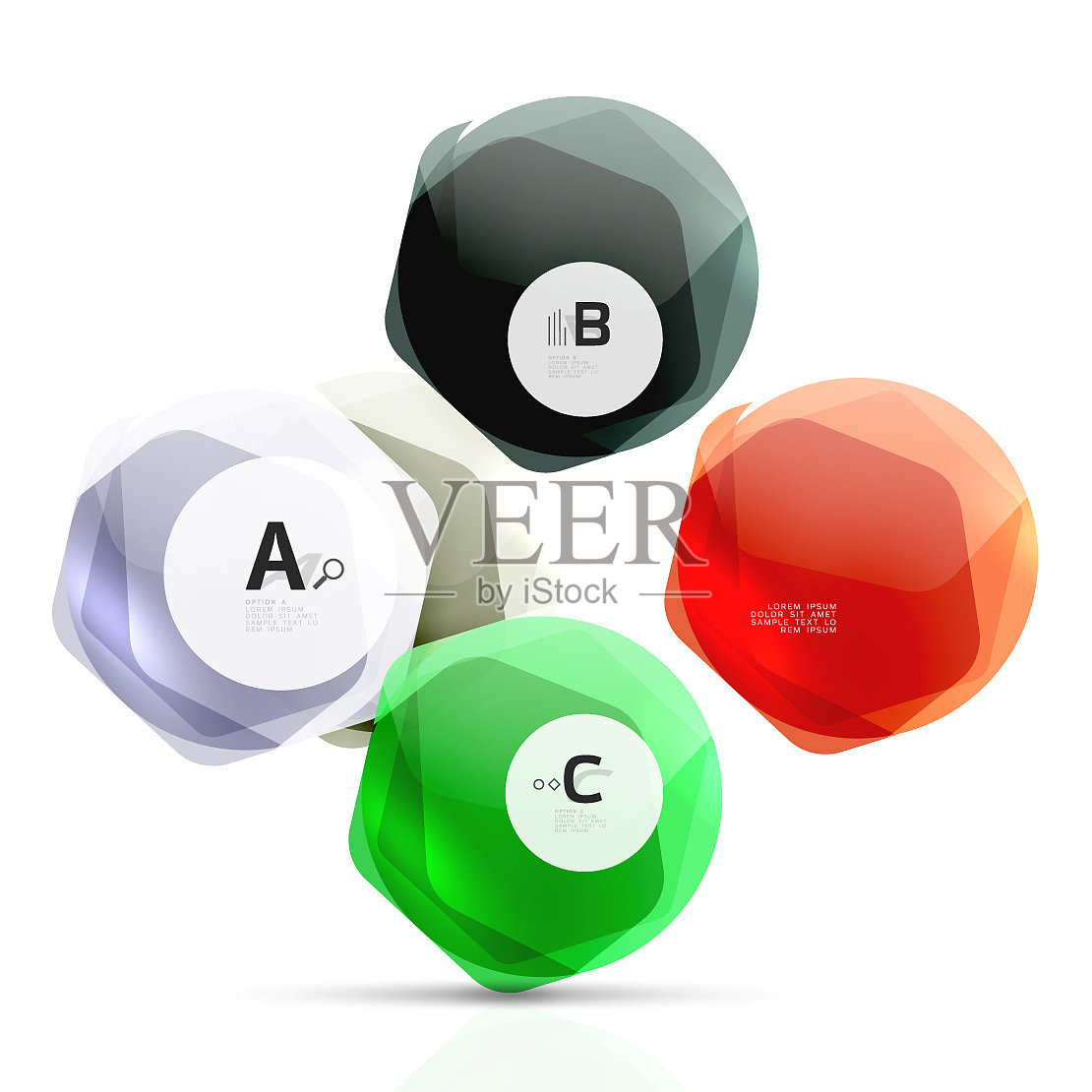 抽象几何六角形旗帜设计元素图片