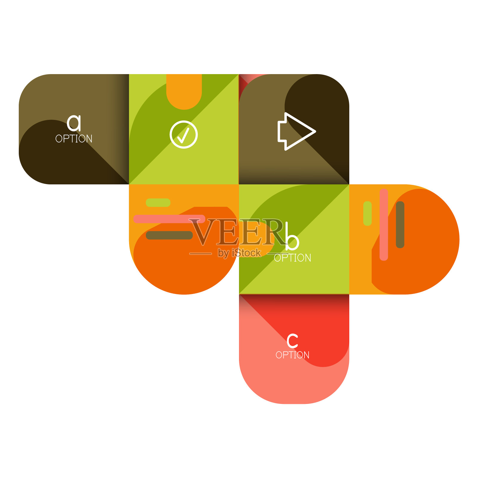 信息图选项和逐步在圆角图标素材