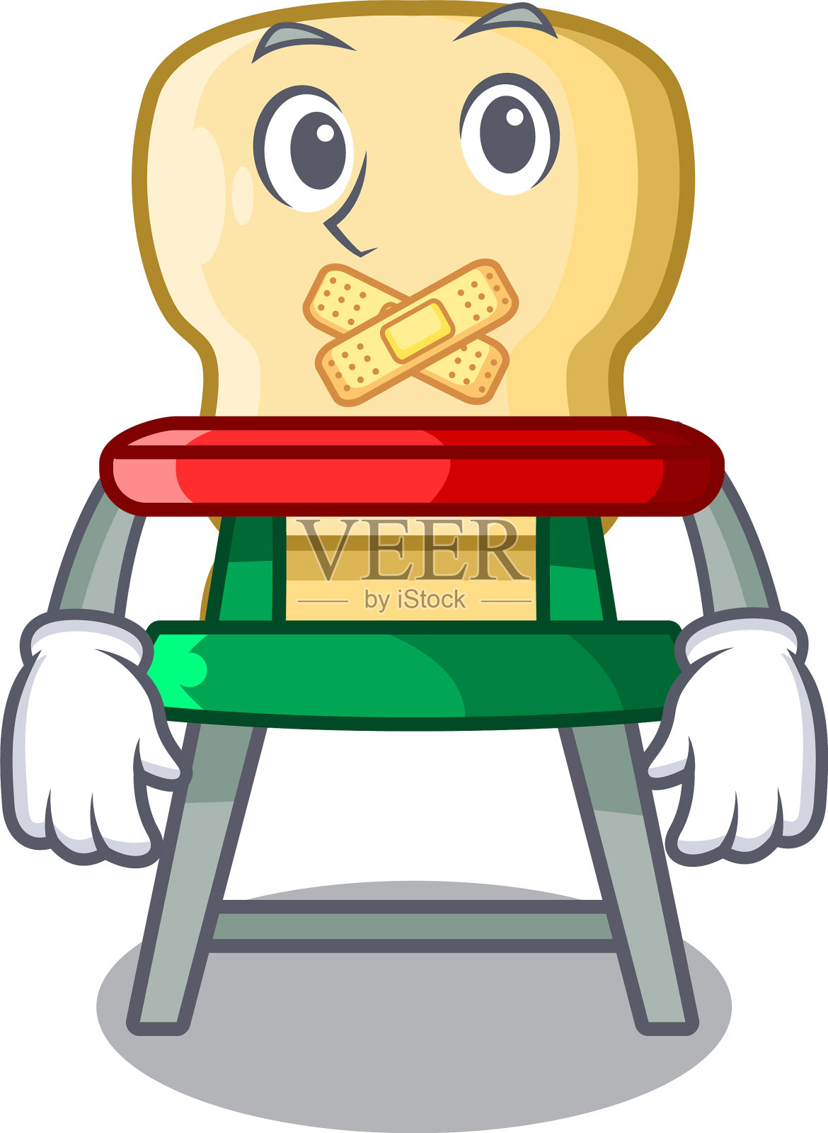 安静的婴儿高脚椅上孤立的吉祥物设计元素图片