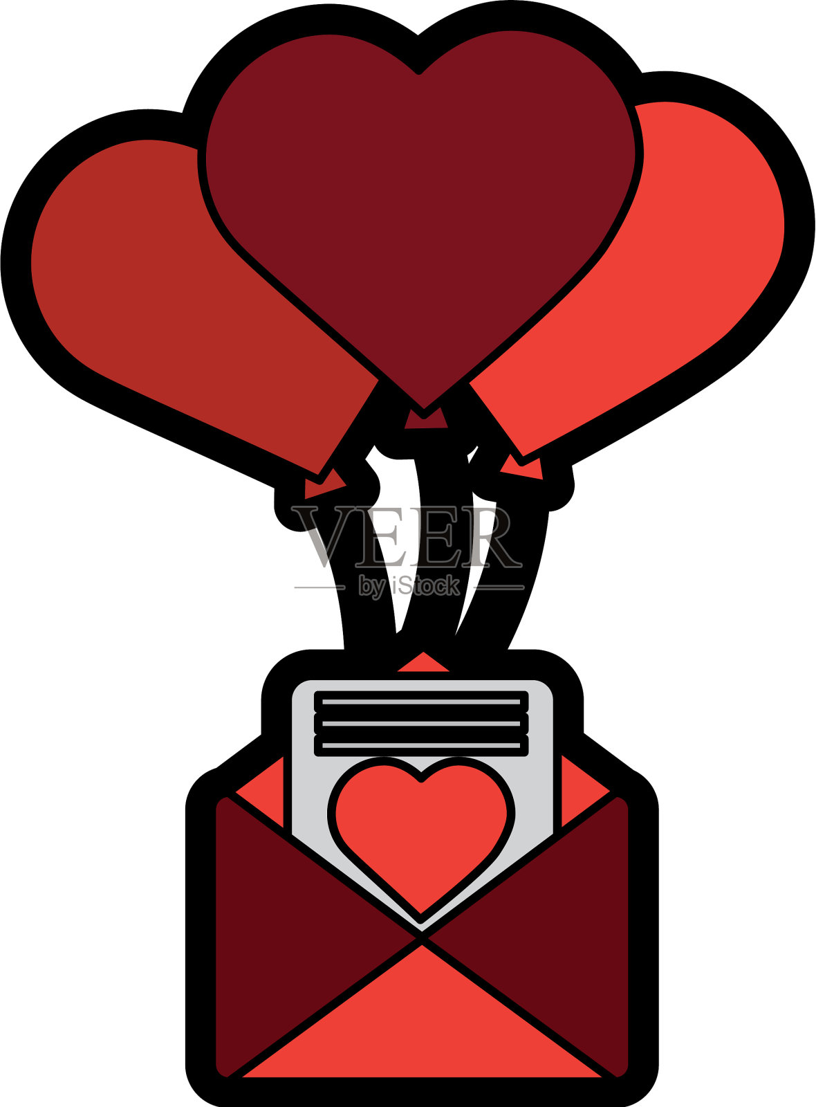 浪漫的短信和气球飞行设计元素图片