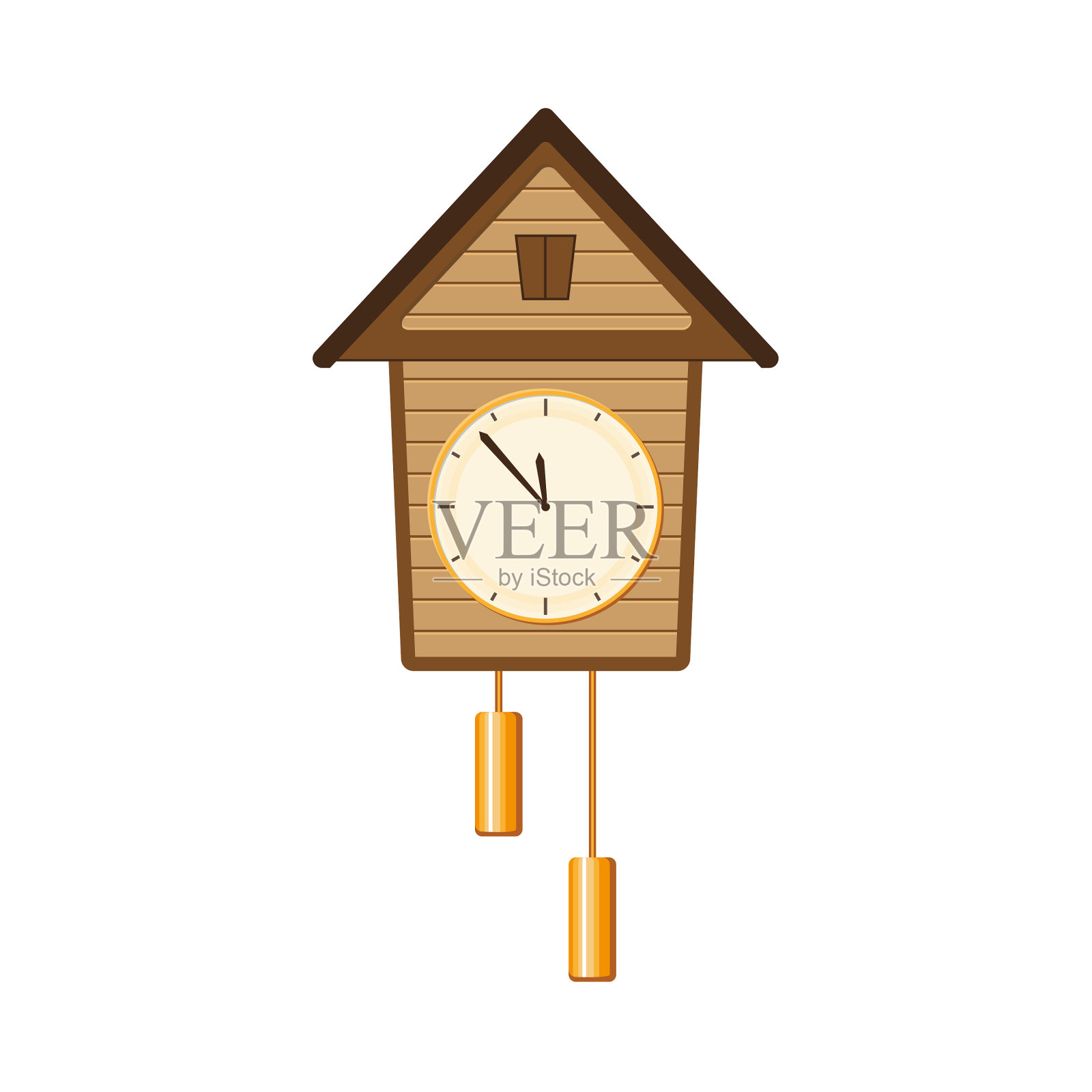 复古风格的布谷鸟钟有两个砝码设计元素图片