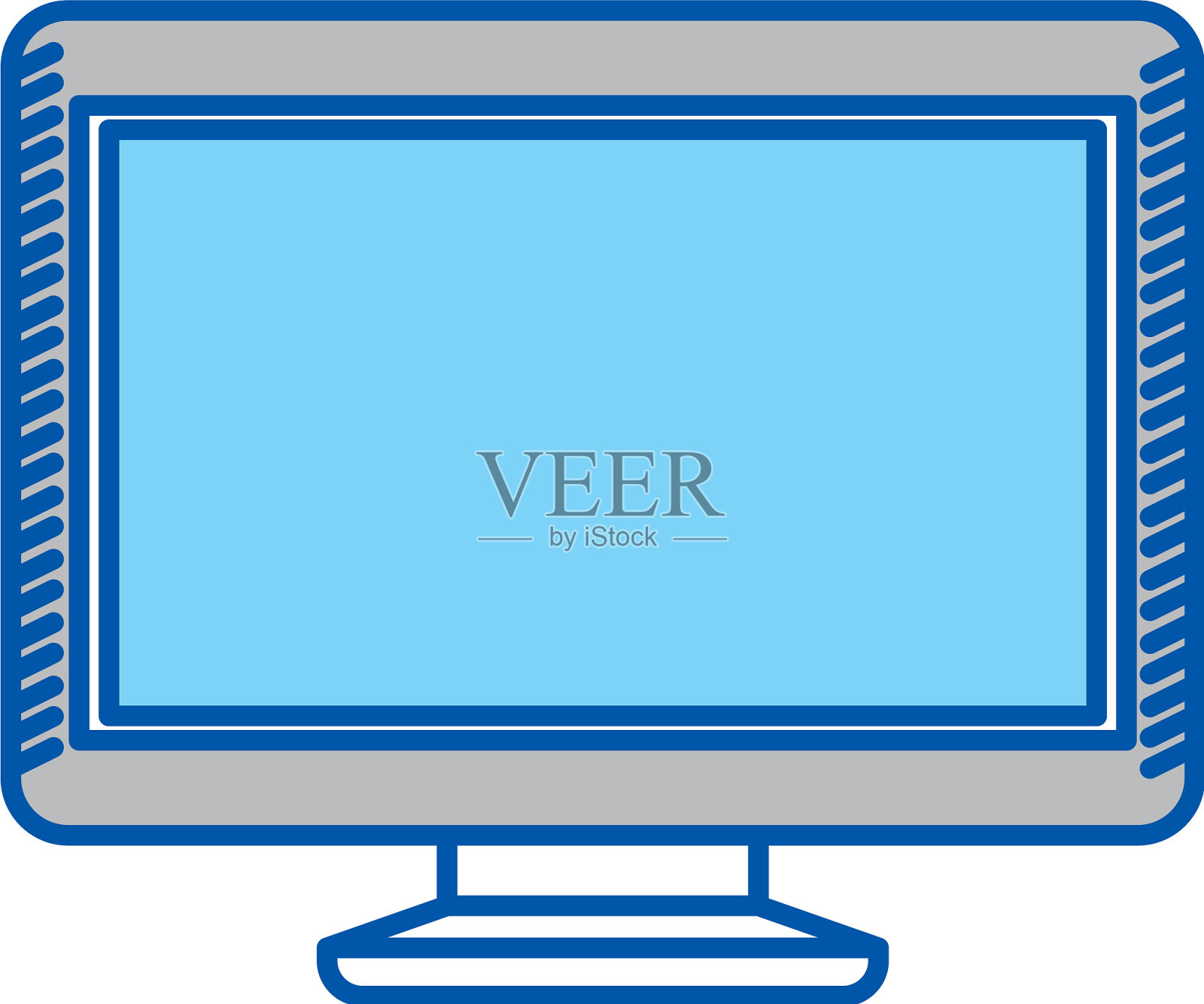 蓝色轮廓液晶显示器插画图片素材