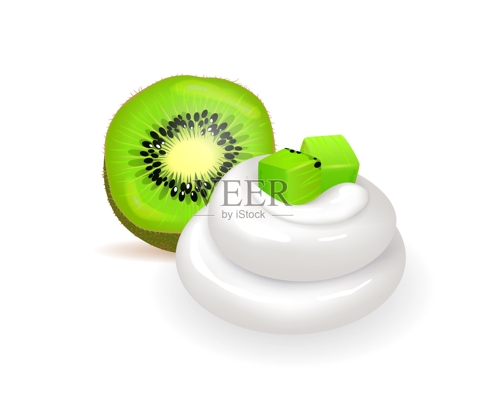 柔软的鲜奶油和新鲜多汁的猕猴桃设计元素图片