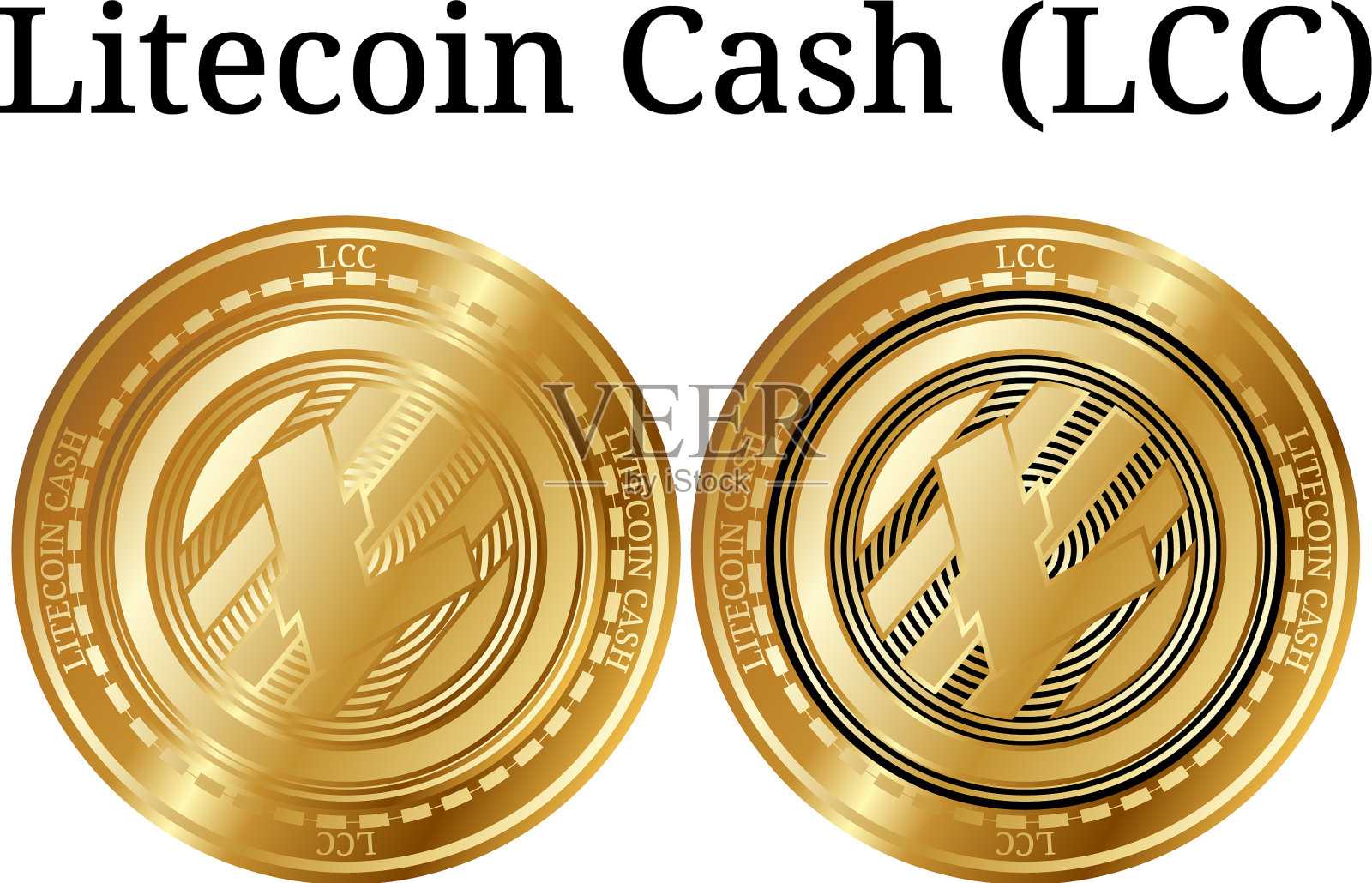 一套实物金币莱特币现金LCC插画图片素材