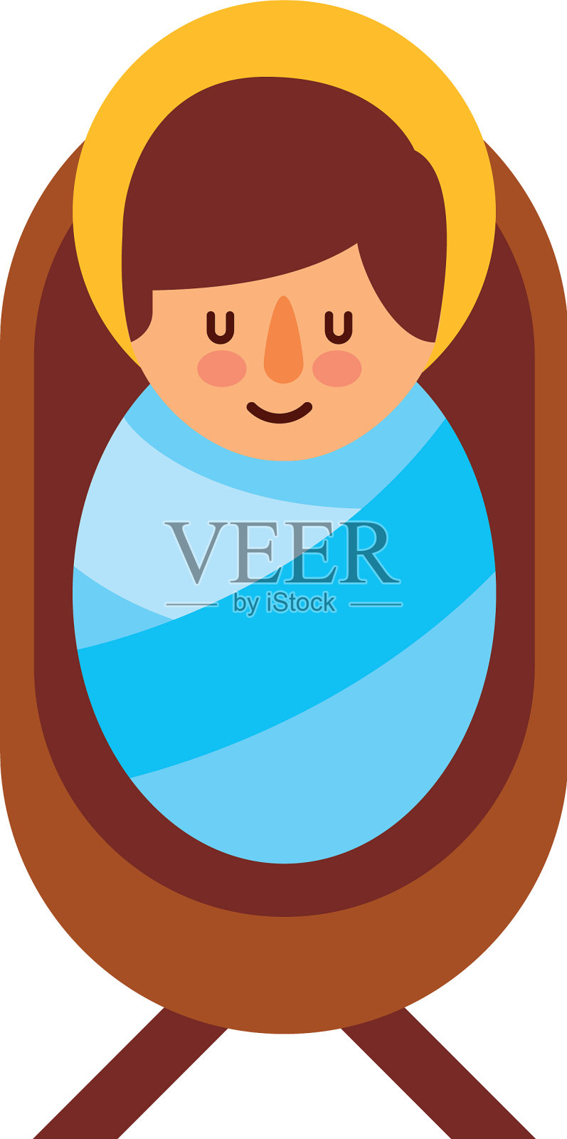 卡通可爱的婴儿耶稣基督在婴儿床设计元素图片