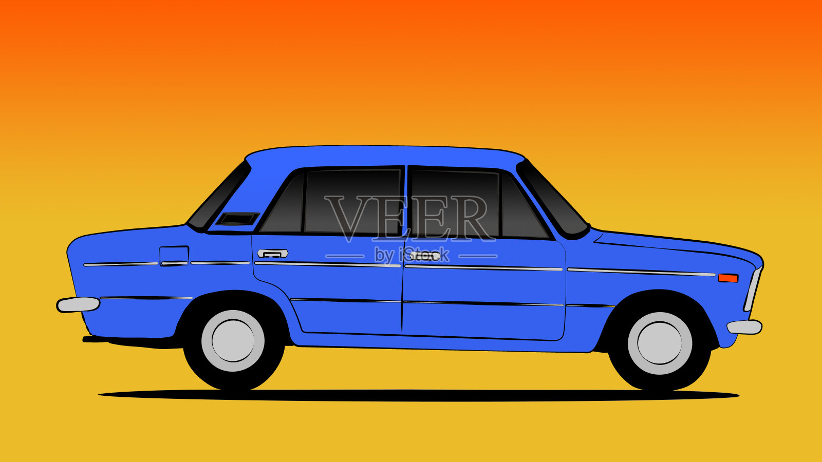矢量插图。侧视图。“拉达”vaz - 2106汽车。设计元素图片